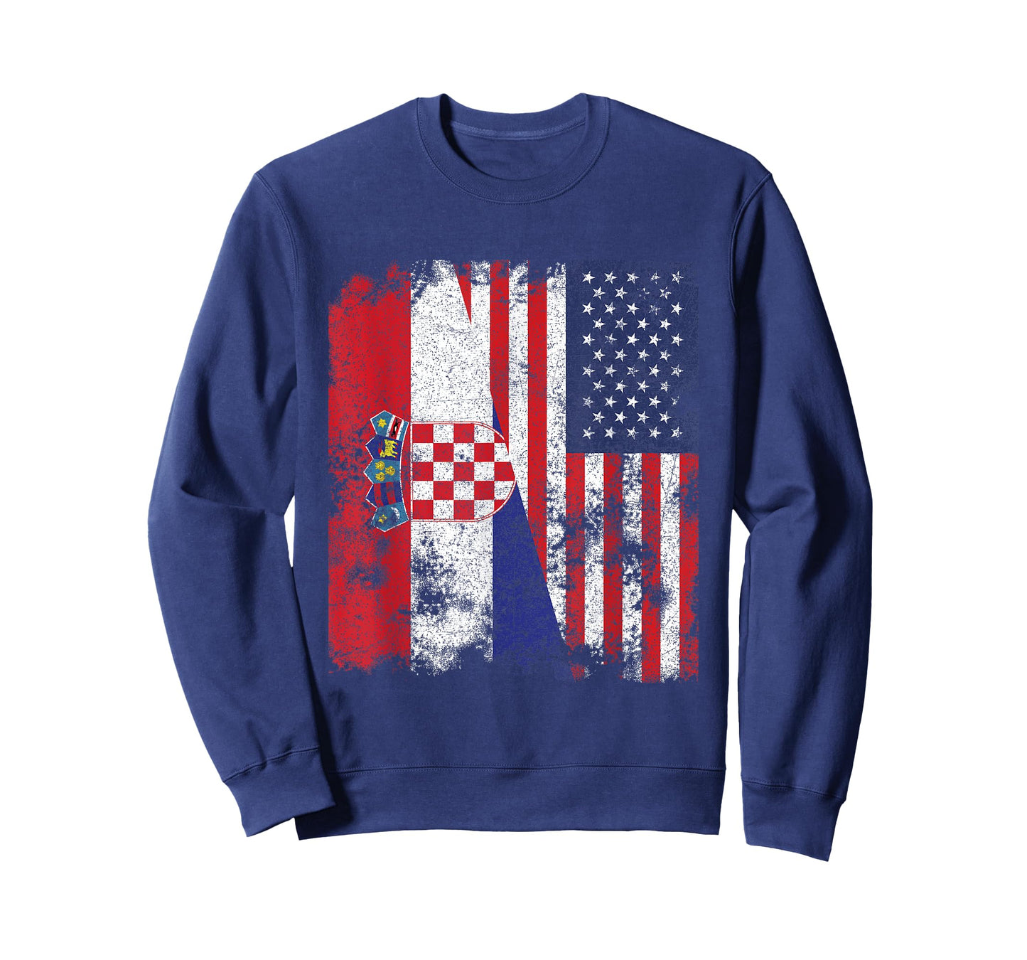 Croatia USA Flag Distressed - Half American T-Shirt