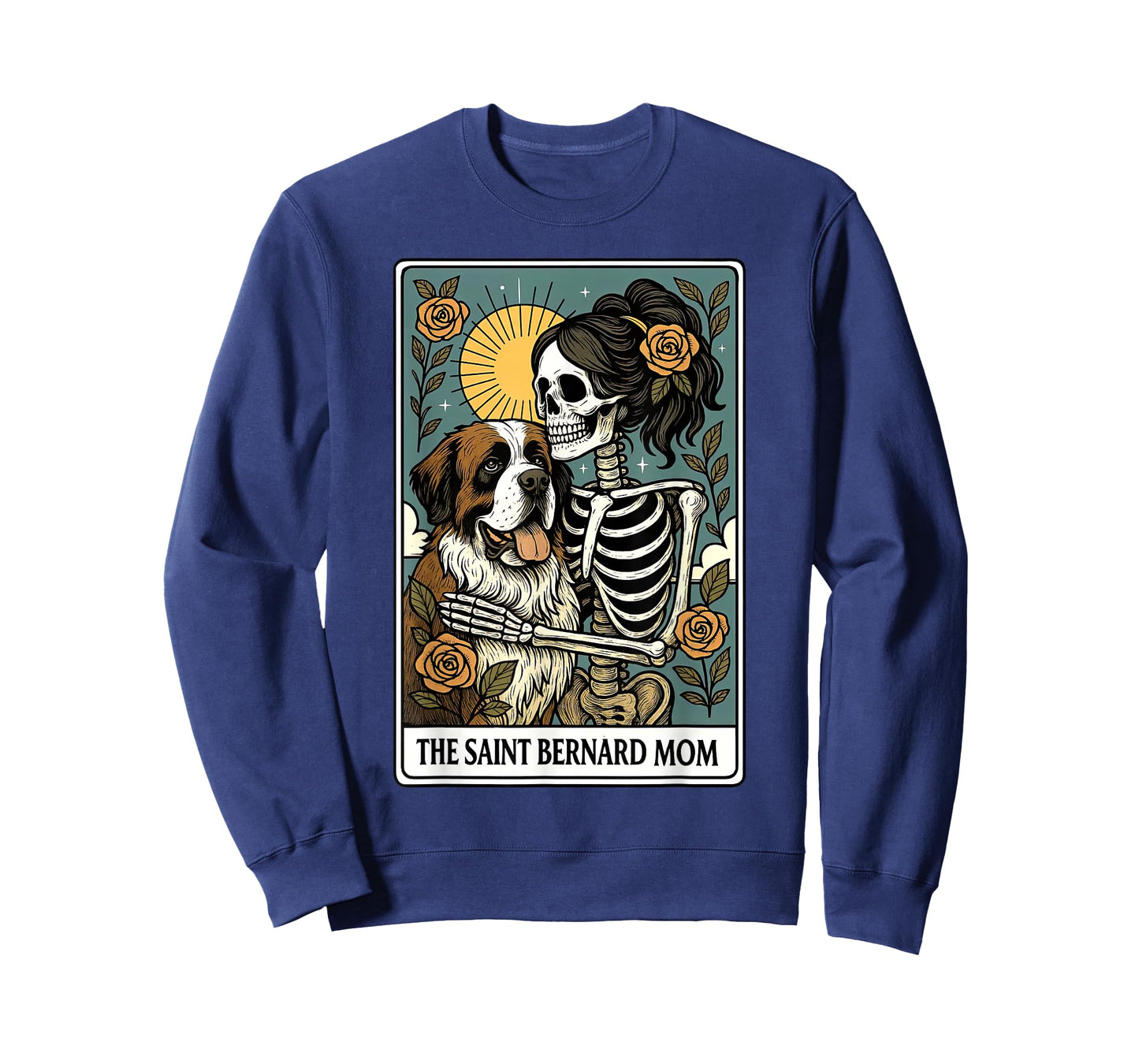 Saint Bernard Dog Mom Skeleton Tarot Card Witchy Pet Owners T-Shirt