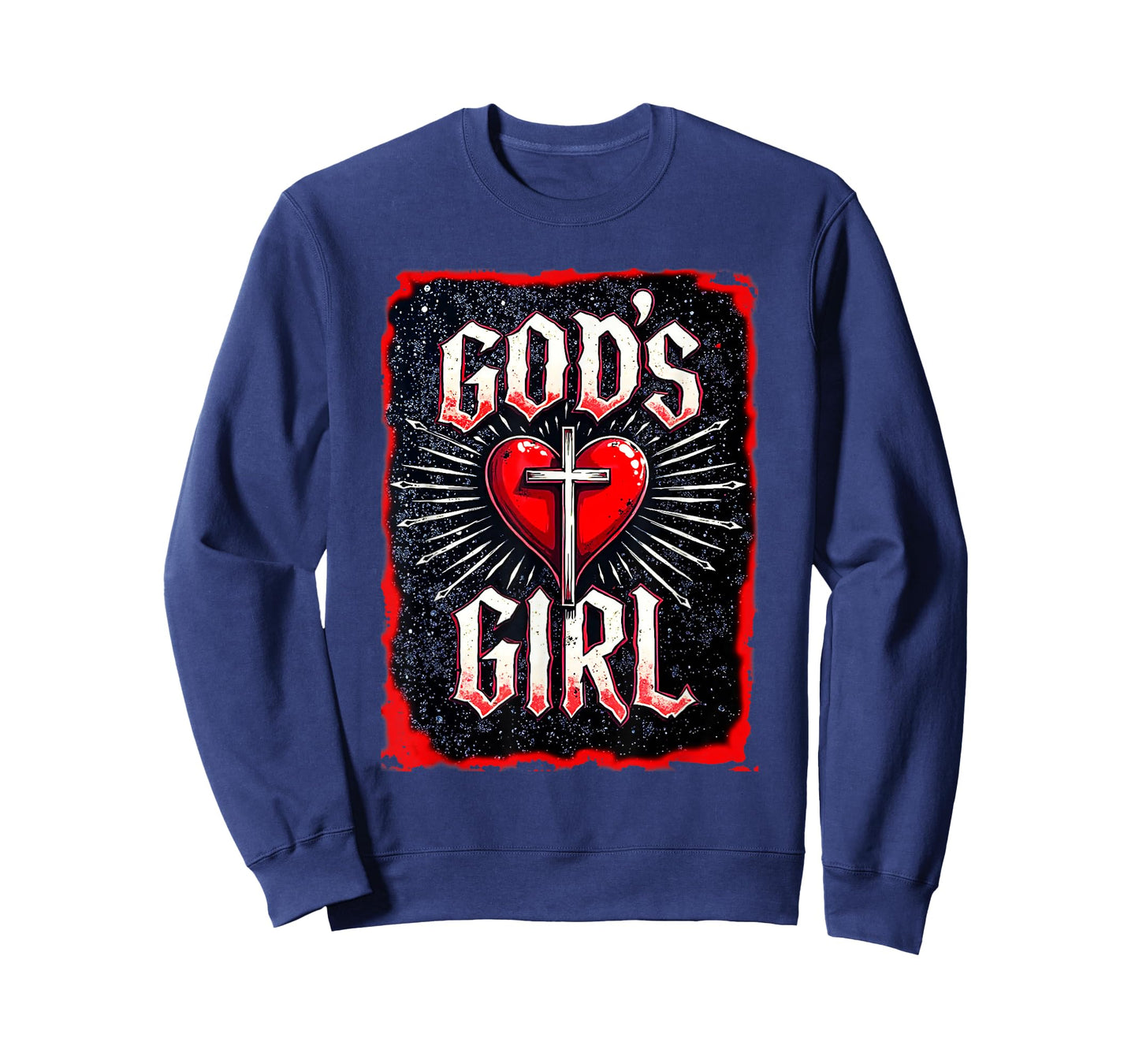 God's Girl Christian Cross Heart Grunge Style T-Shirt