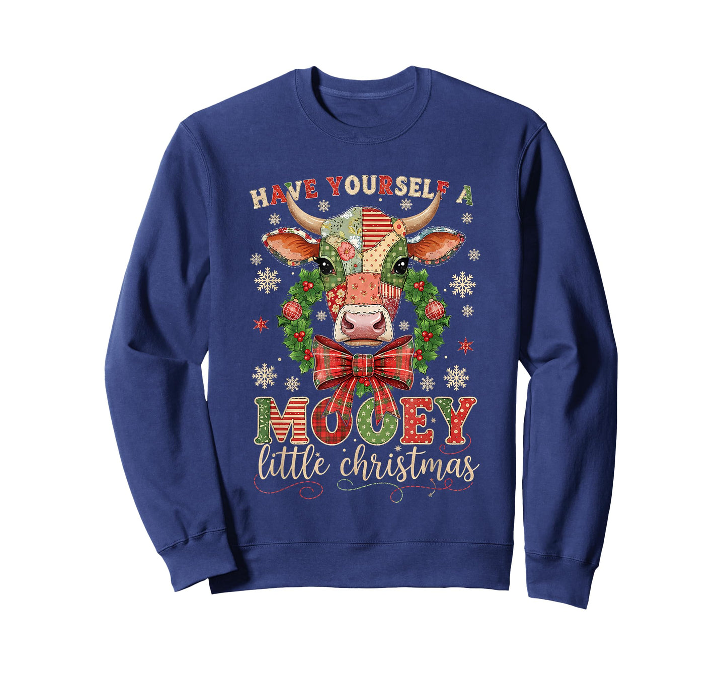 Mooey Little Christmas Cow Holiday Farm Design T-Shirt