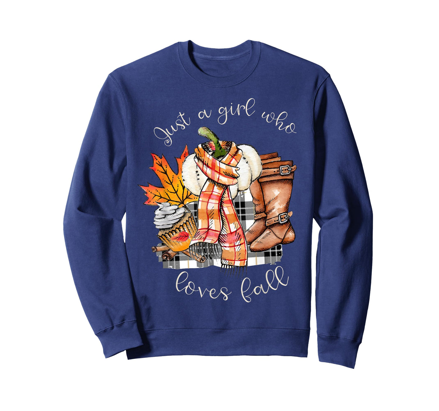 Just A Girl Who Loves Fall Pumpkin Sweater Autumn Leaves T-Shirt