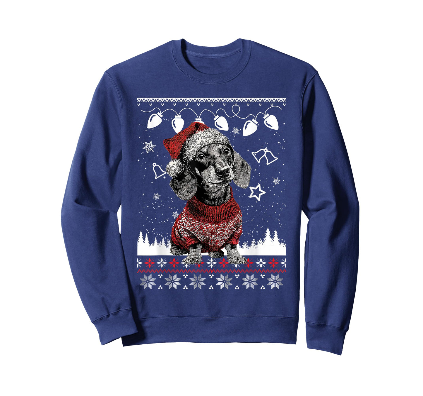 Cute Dachshund Christmas Wearing Sweater Funny Xmas Dog T-Shirt