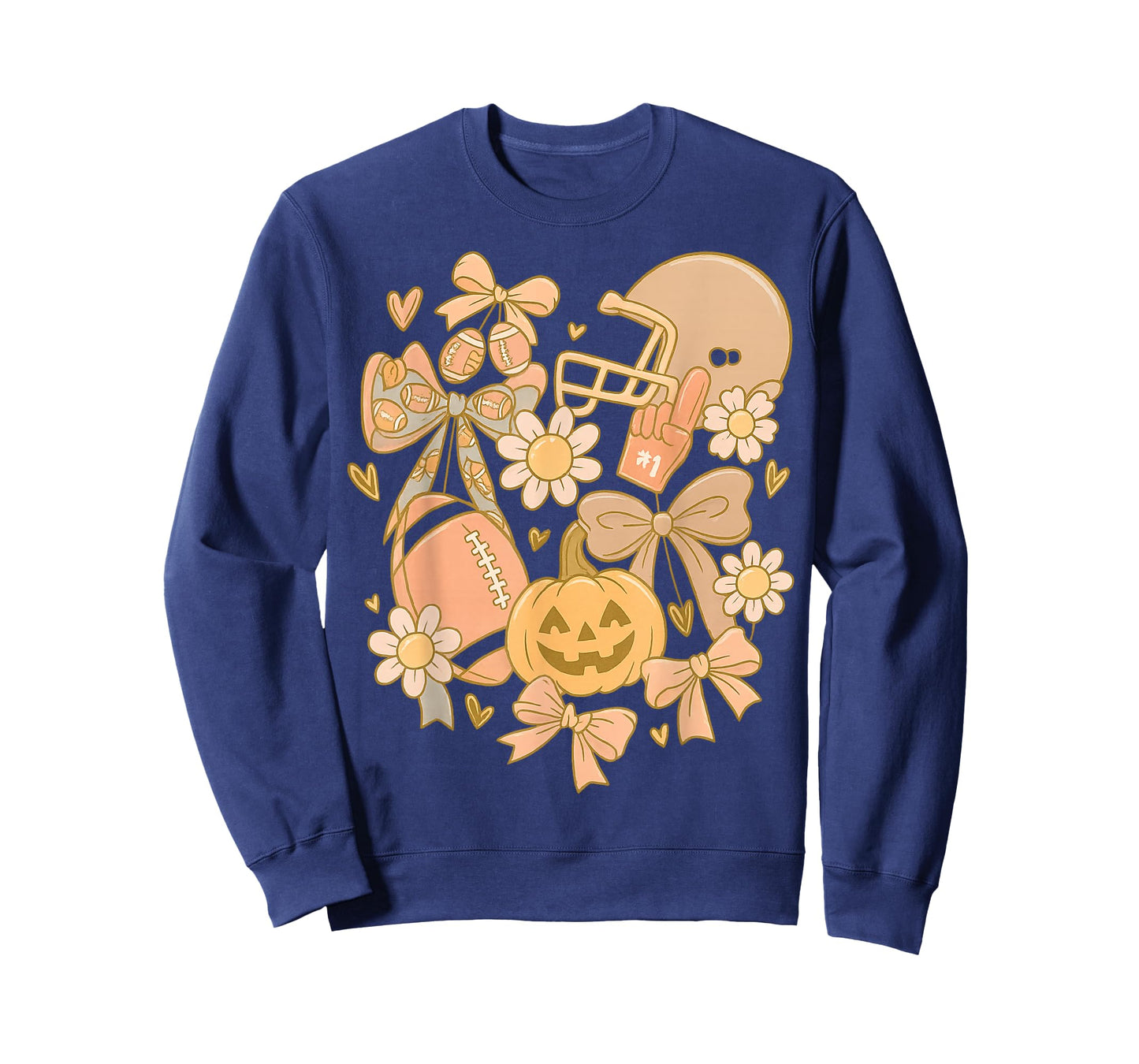 Retro Football Coquette Pumpkin Floral Thanksgiving Fall T-Shirt