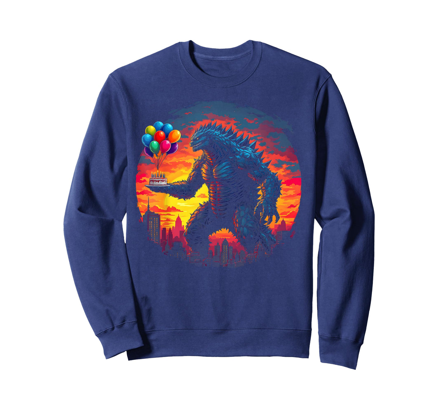 Kaiju Balloon And Cake Funny Japanese Monster Lover Birthday T-Shirt