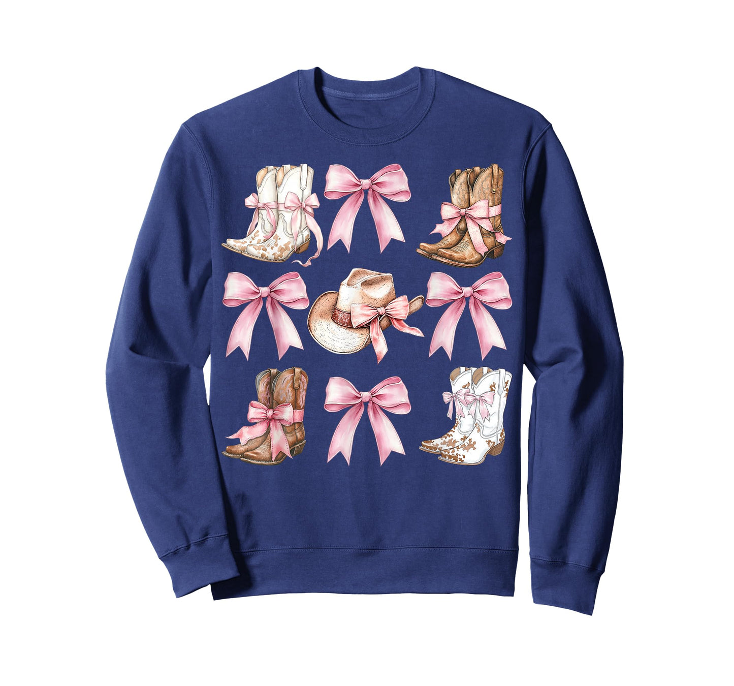 Coquette Cowgirl Boots With Pink Bows Aesthetic Y2K Womens T-Shirt