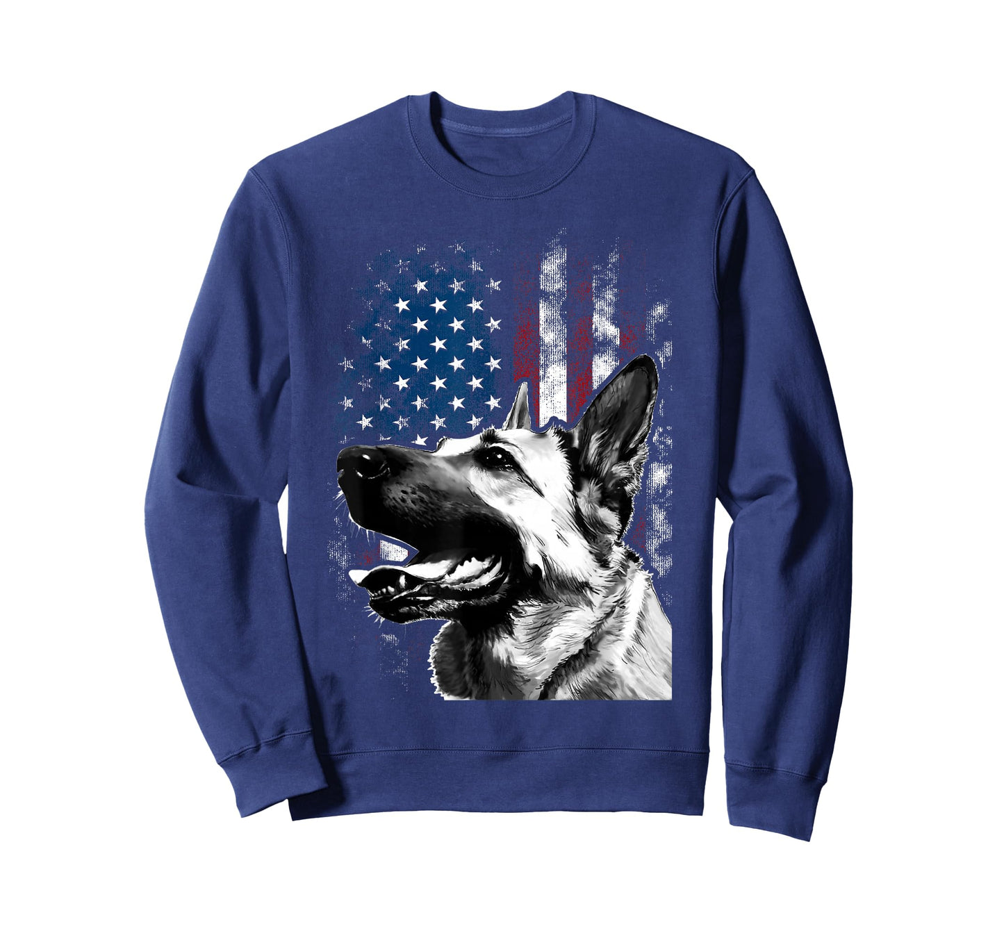 Vintage Patriotic German Shepherd American Flag 4th Of July T-Shirt