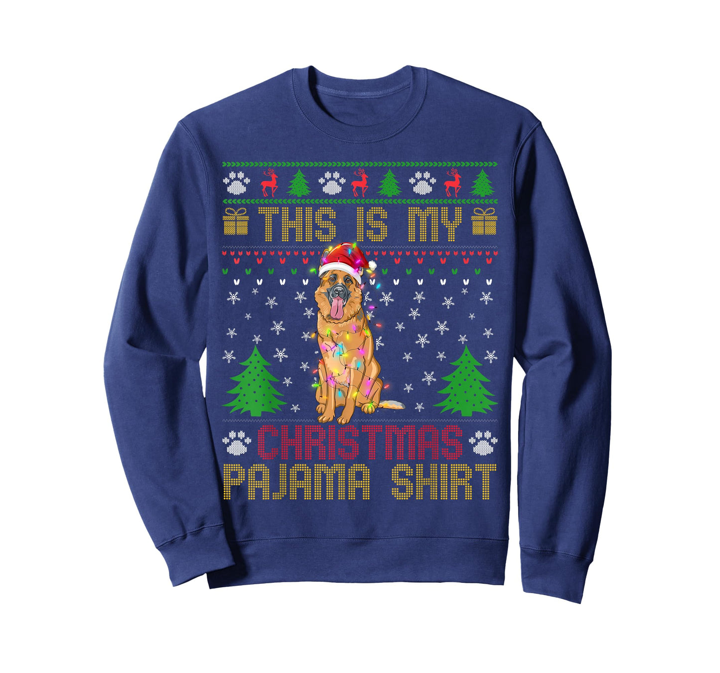 This is My Christmas Pajama Shirt Funny Geman Shepherd Santa T-Shirt