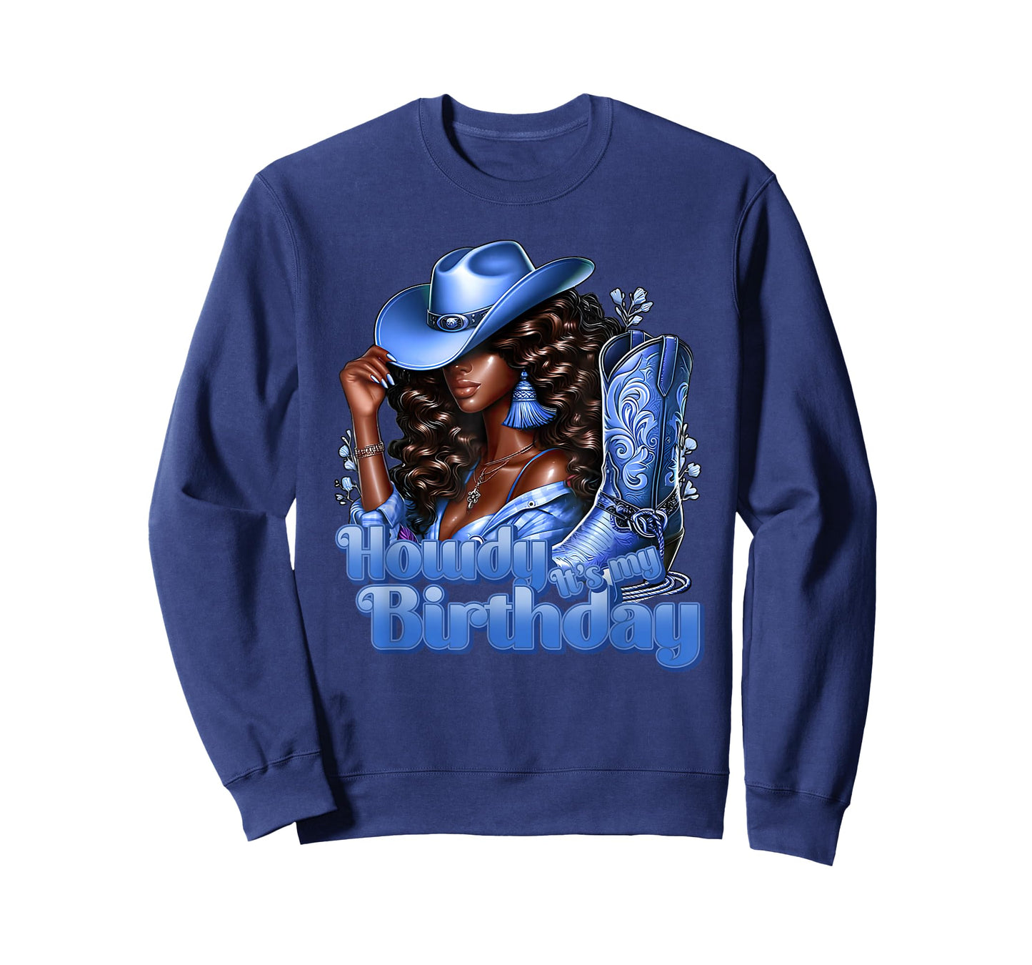 Howdy Its My Birthday Western Cowgirl Hat Boots Black Women T-Shirt