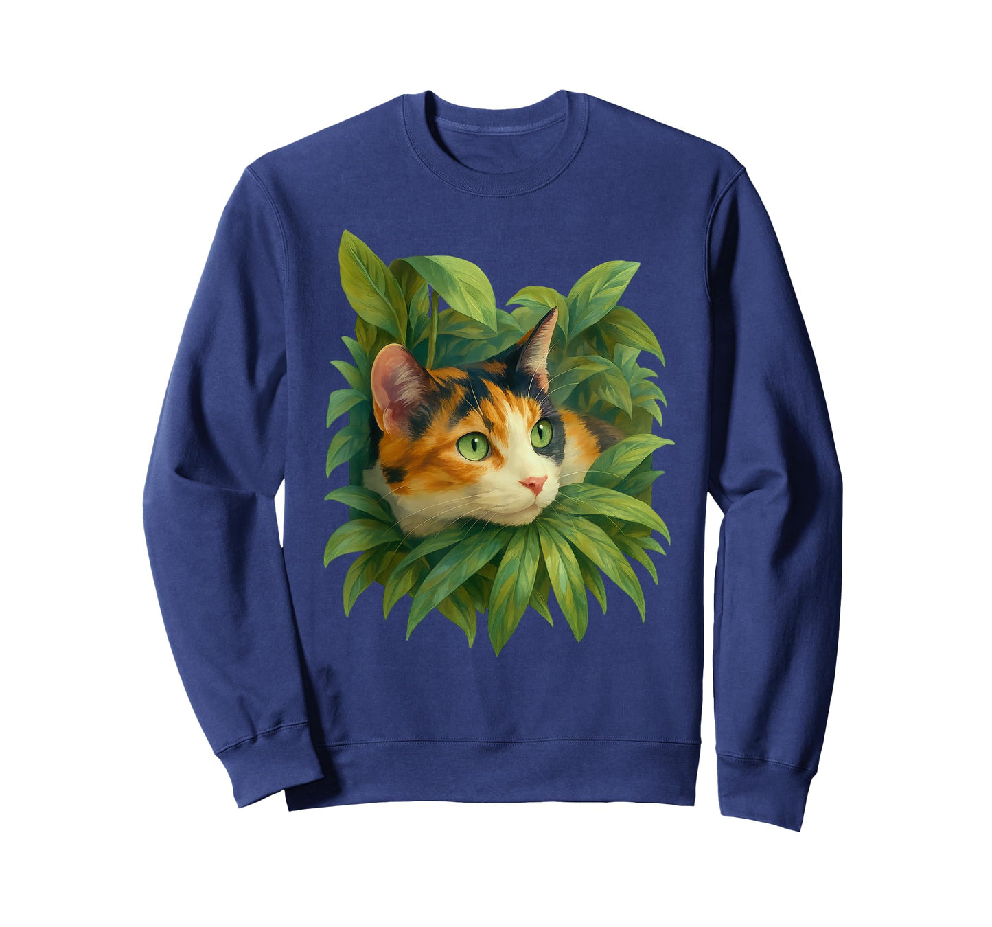 Cozy Calico Cat Mom Dad Leaves Romantic Painterly T-Shirt
