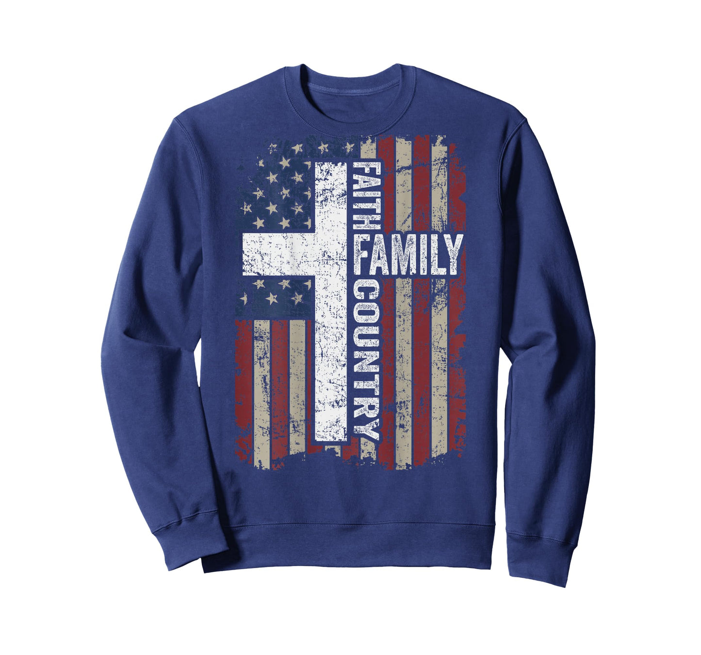 Faith Family Country - Christian Vintage Cross USA - ON BACK T-Shirt