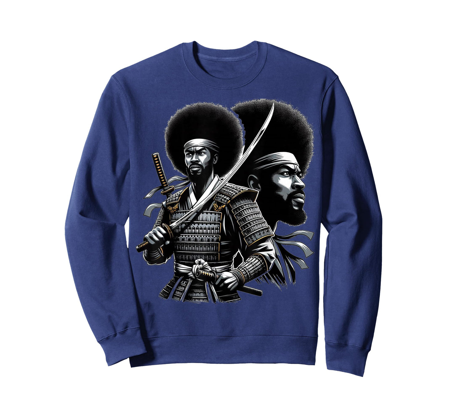 Afro American Samurai Anime Cartoon Japanese Bushido Warrior T-Shirt