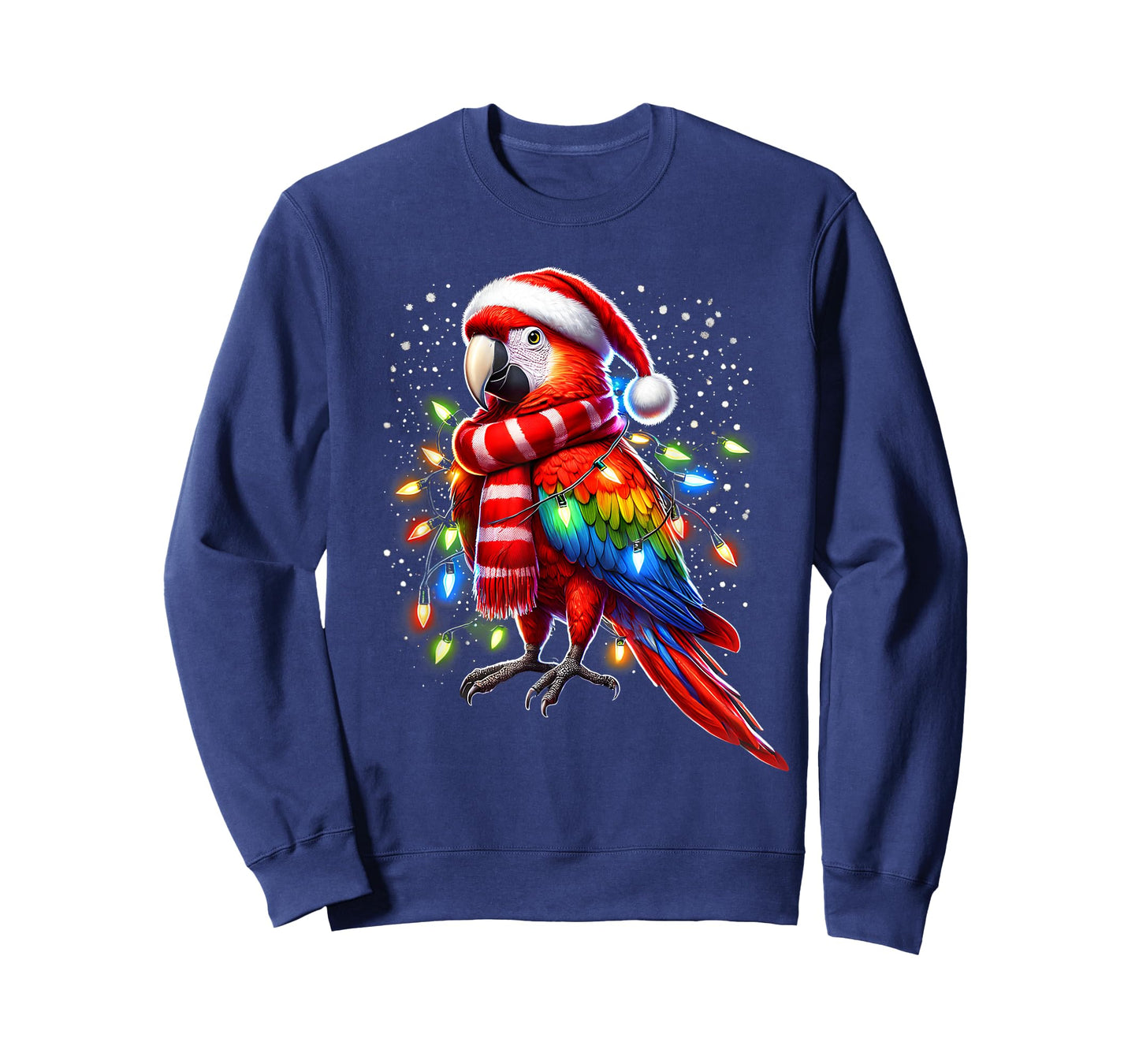 Funny Scarlet Macaw Christmas Tree Lights Xmas Parrot Lover T-Shirt