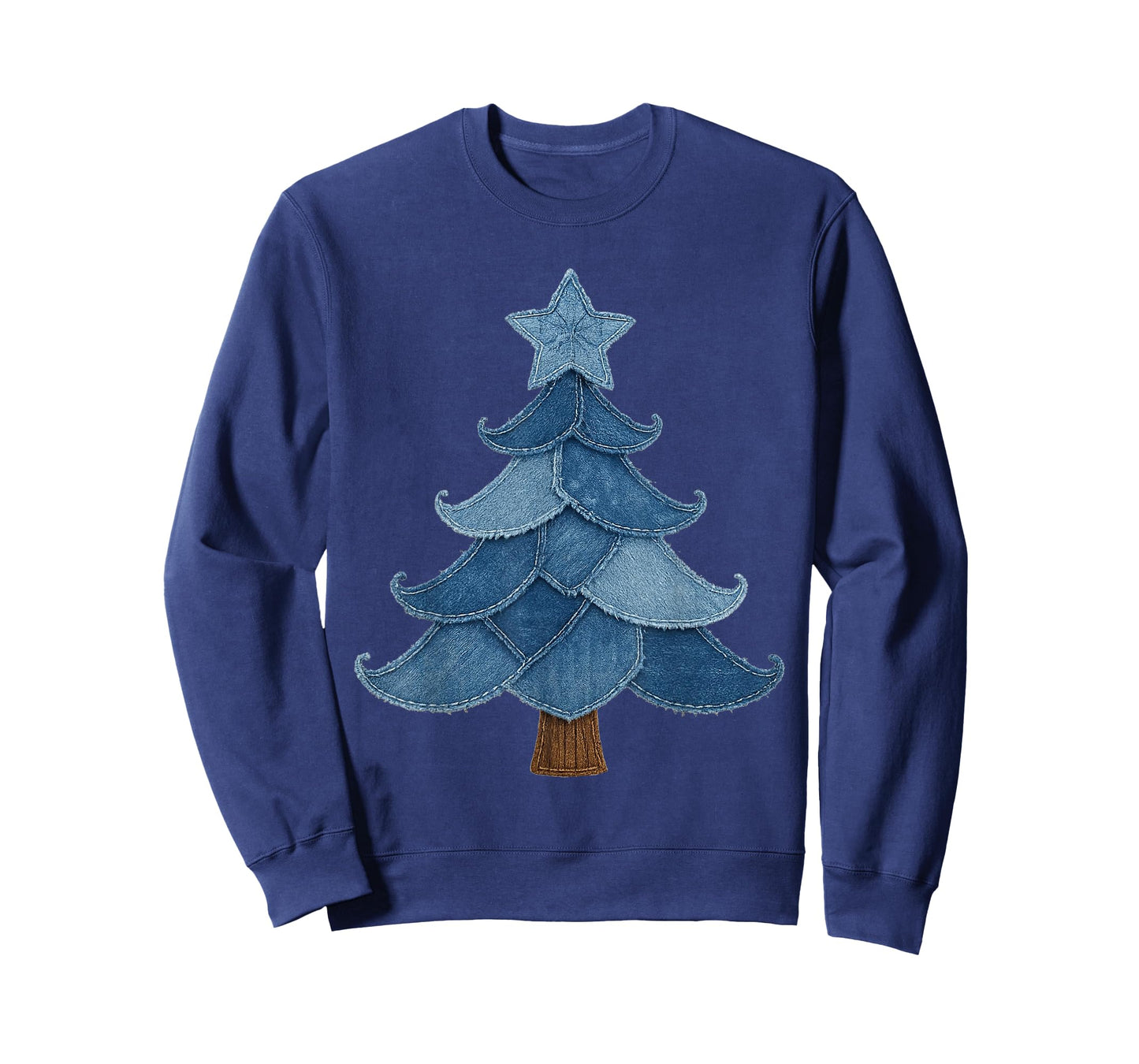Retro Jean Patchwork Christmas Tree Rustic Country Xmas Tree T-Shirt