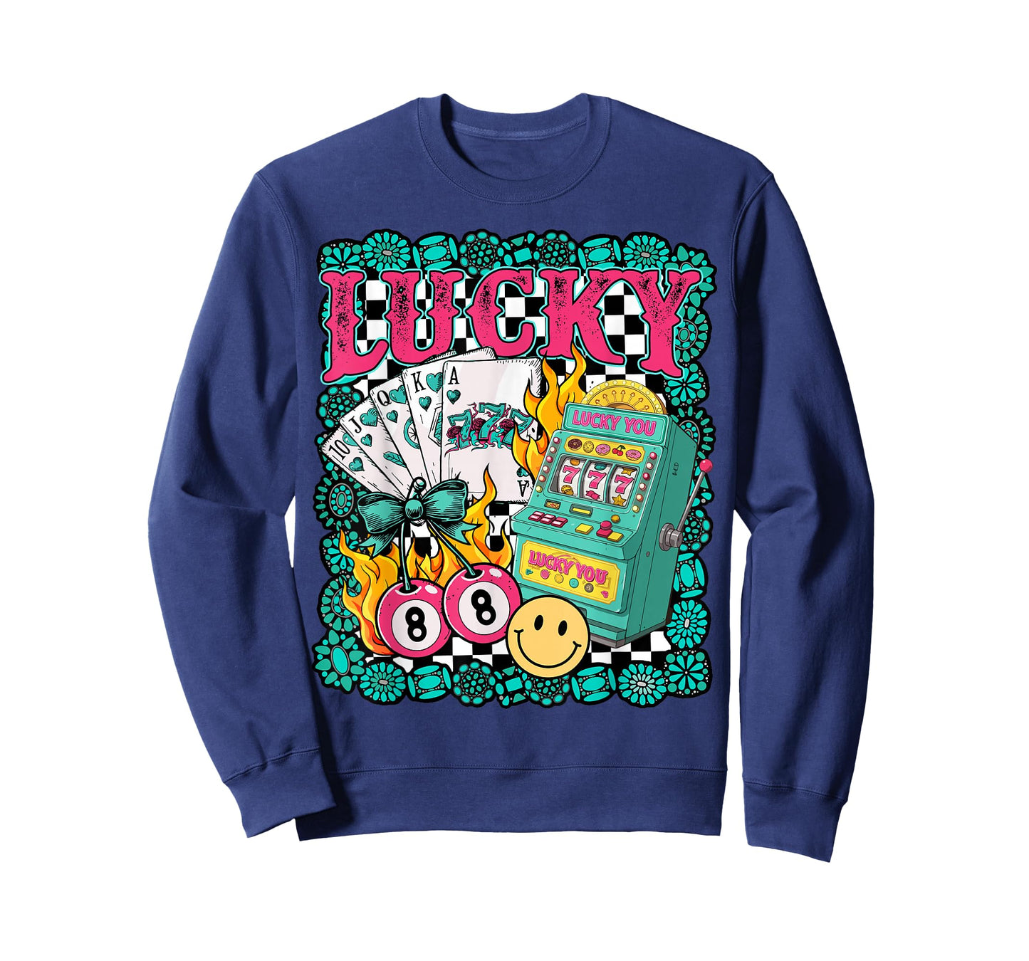 Lucky Slot Machine Cowgirl Western Vegas Turquoise Rodeo T-Shirt