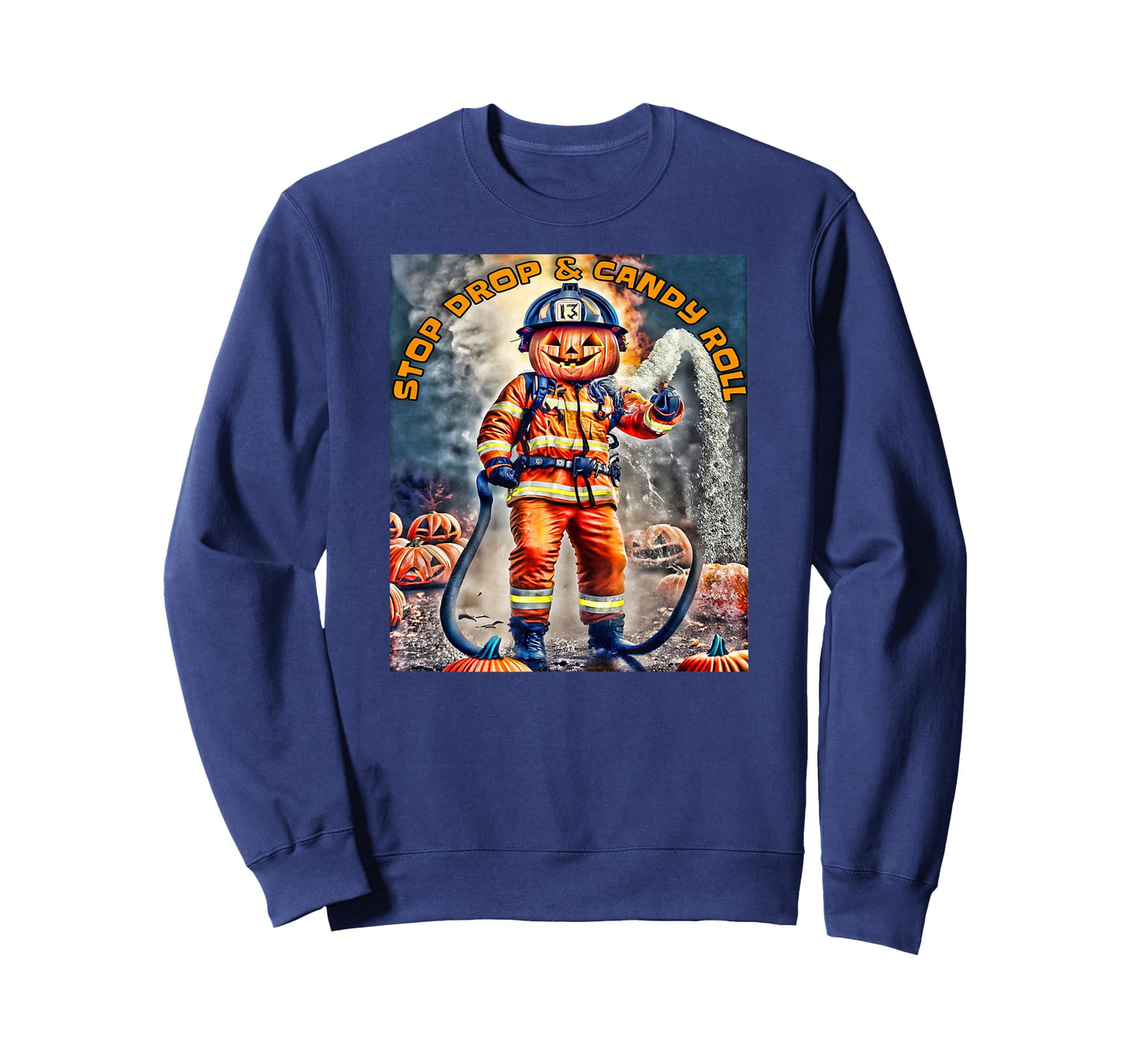 Halloween Pumpkin Firefighter Stop Drop And Roll a Firehouse T-Shirt
