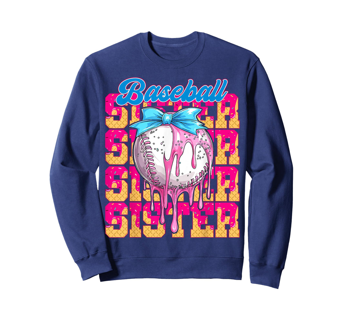 Baseball Sister Drip Ice Cream Baseball Game Day Women Girl T-Shirt