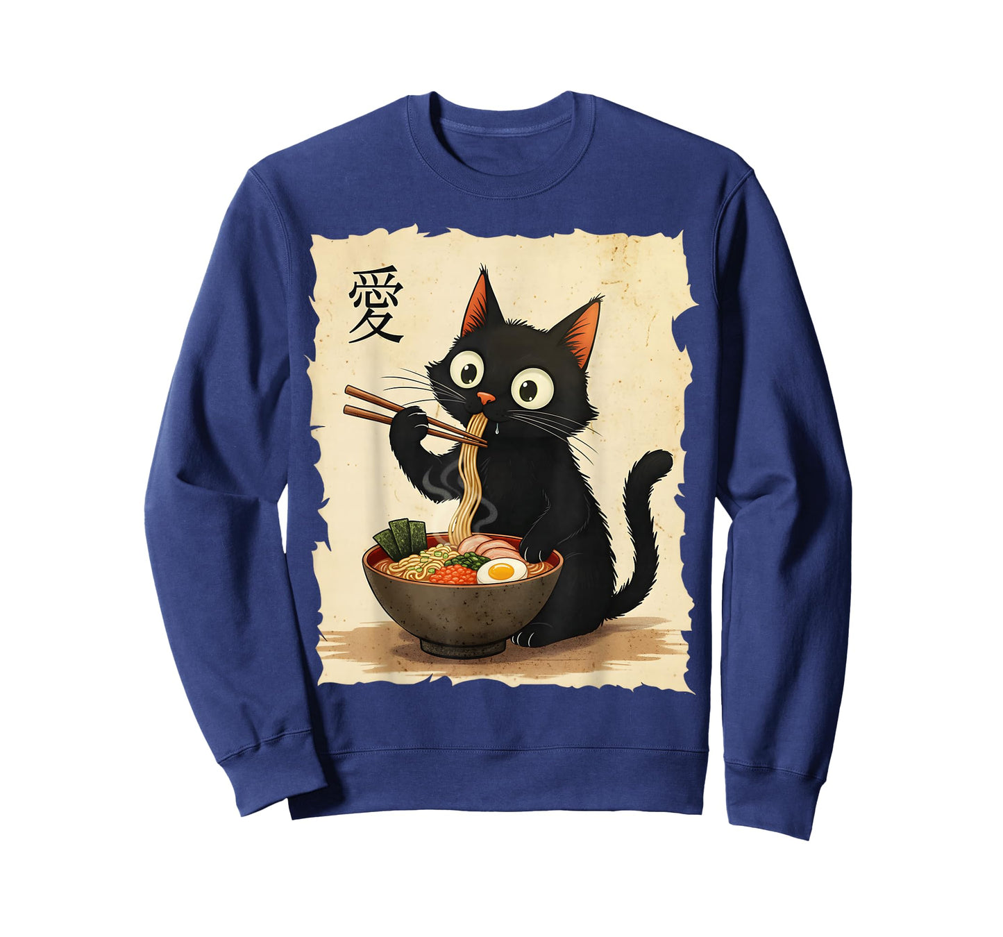 Cute Anime Cat Eating Ramen Japanese Noodle Graphic Art T-Shirt