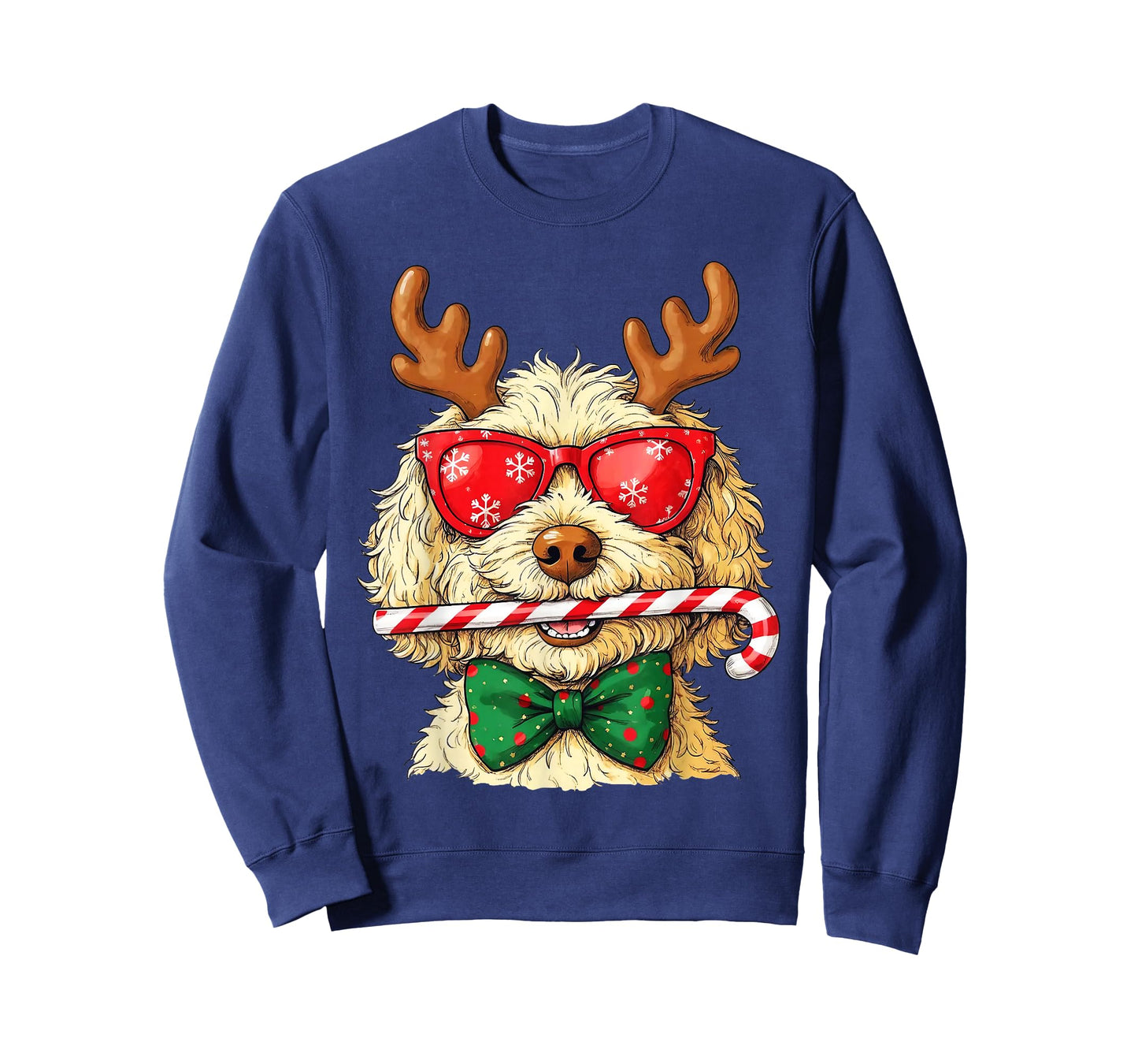 Golden Doodle Christmas Cute Candy Cane Reindoodle Dog T-Shirt