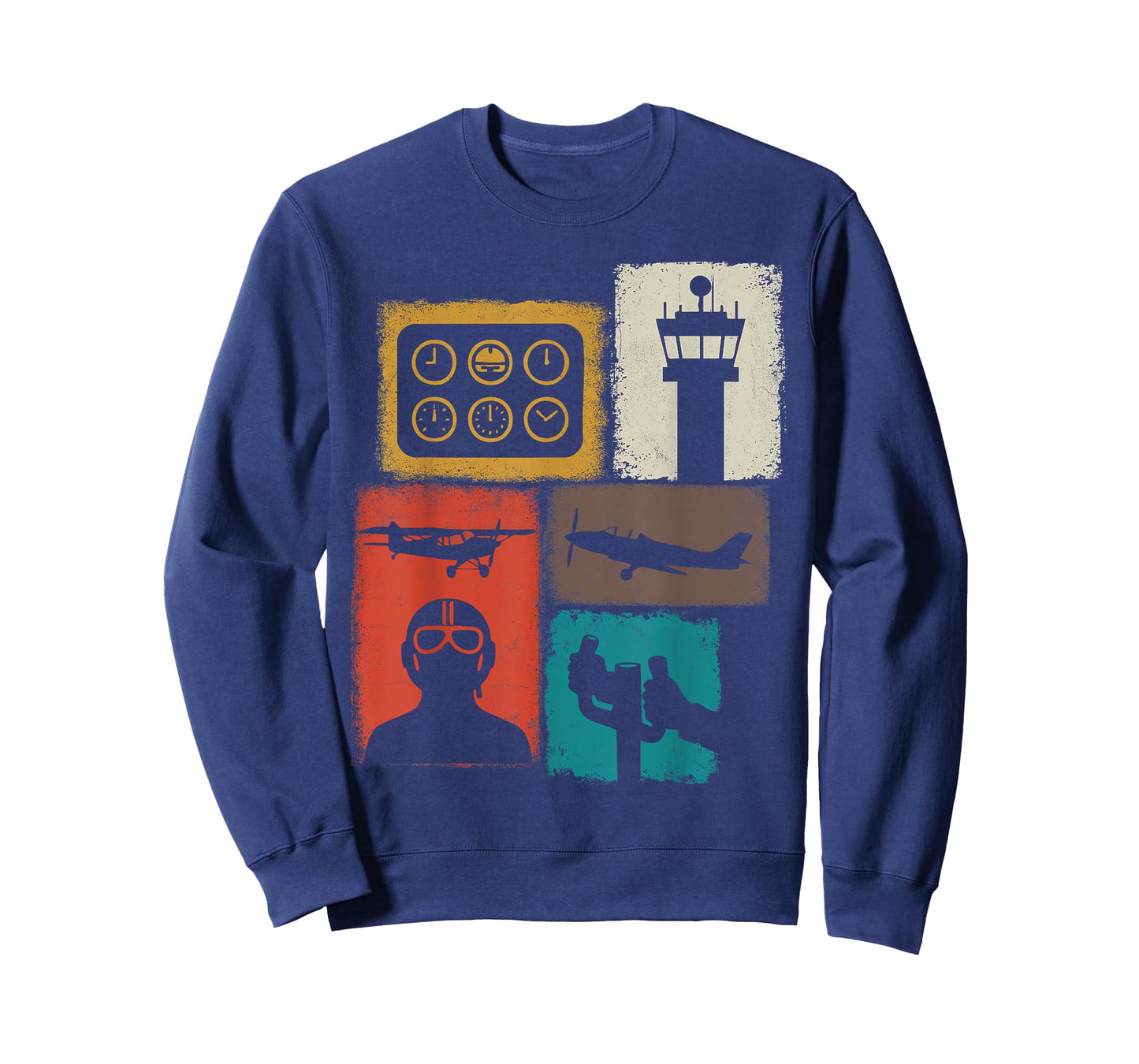 Pilot Vintage Collage Flying Men Aviator Captain T-Shirt