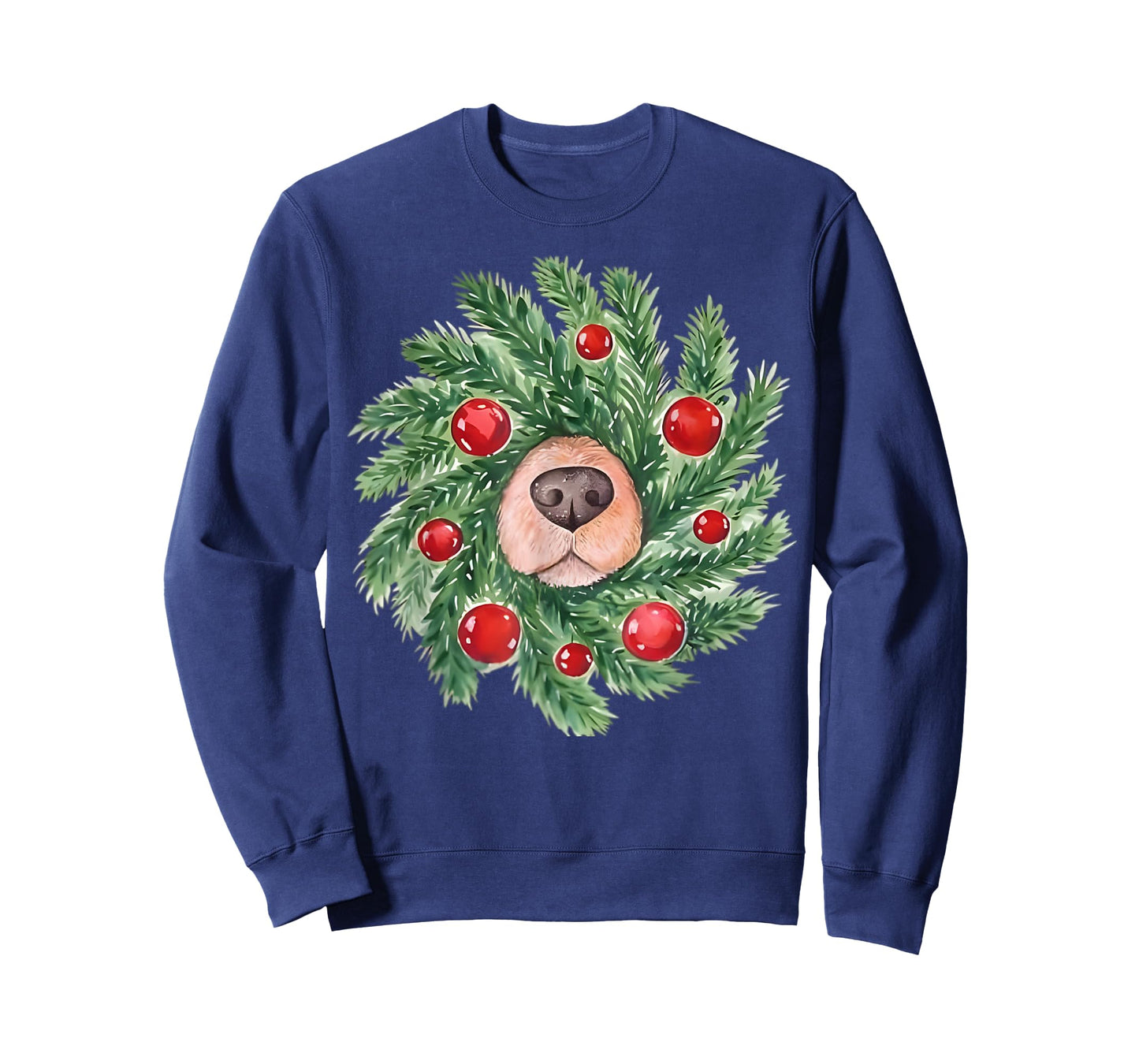 Cute Dog Nose Christmas Wreath Golden Retriever Dog Lovers T-Shirt