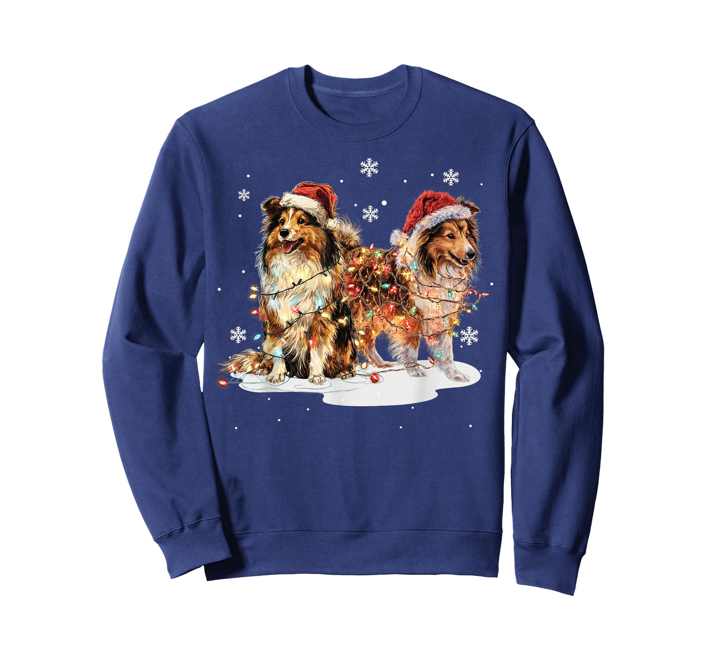 Cute Shetland Sheepdog Dog Christmas Lights Xmas Holidays T-Shirt