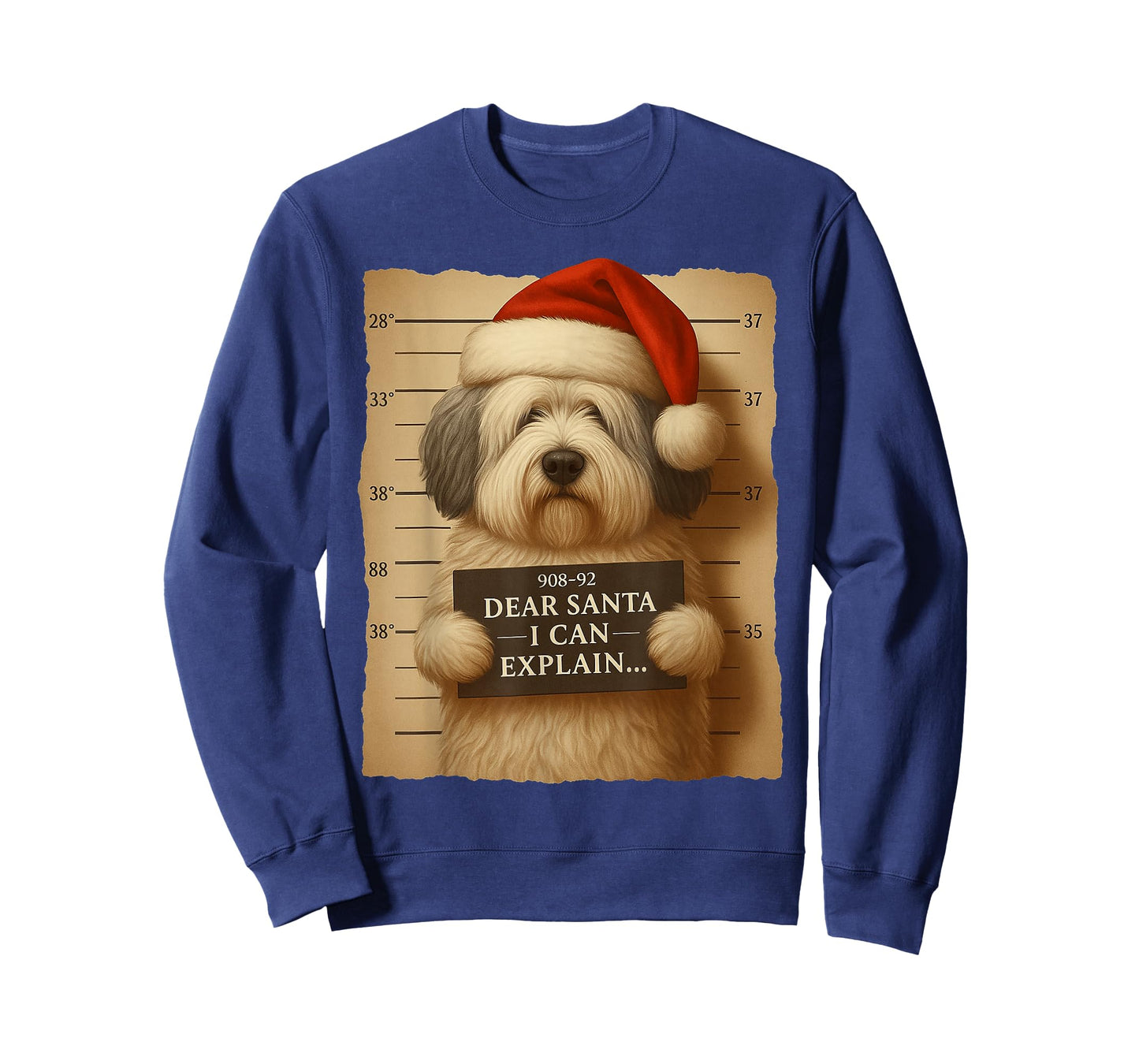 Funny Christmas Dog - Cute Old English Sheepdog Santa Hat Te T-Shirt