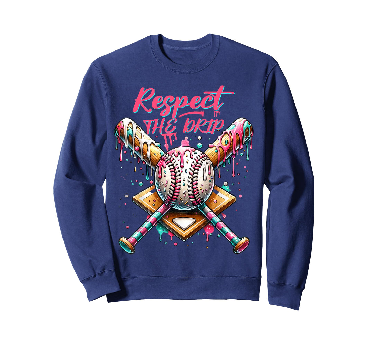 Respect The Drip Baseball Home Plate Ice Cream Dripping T-Shirt