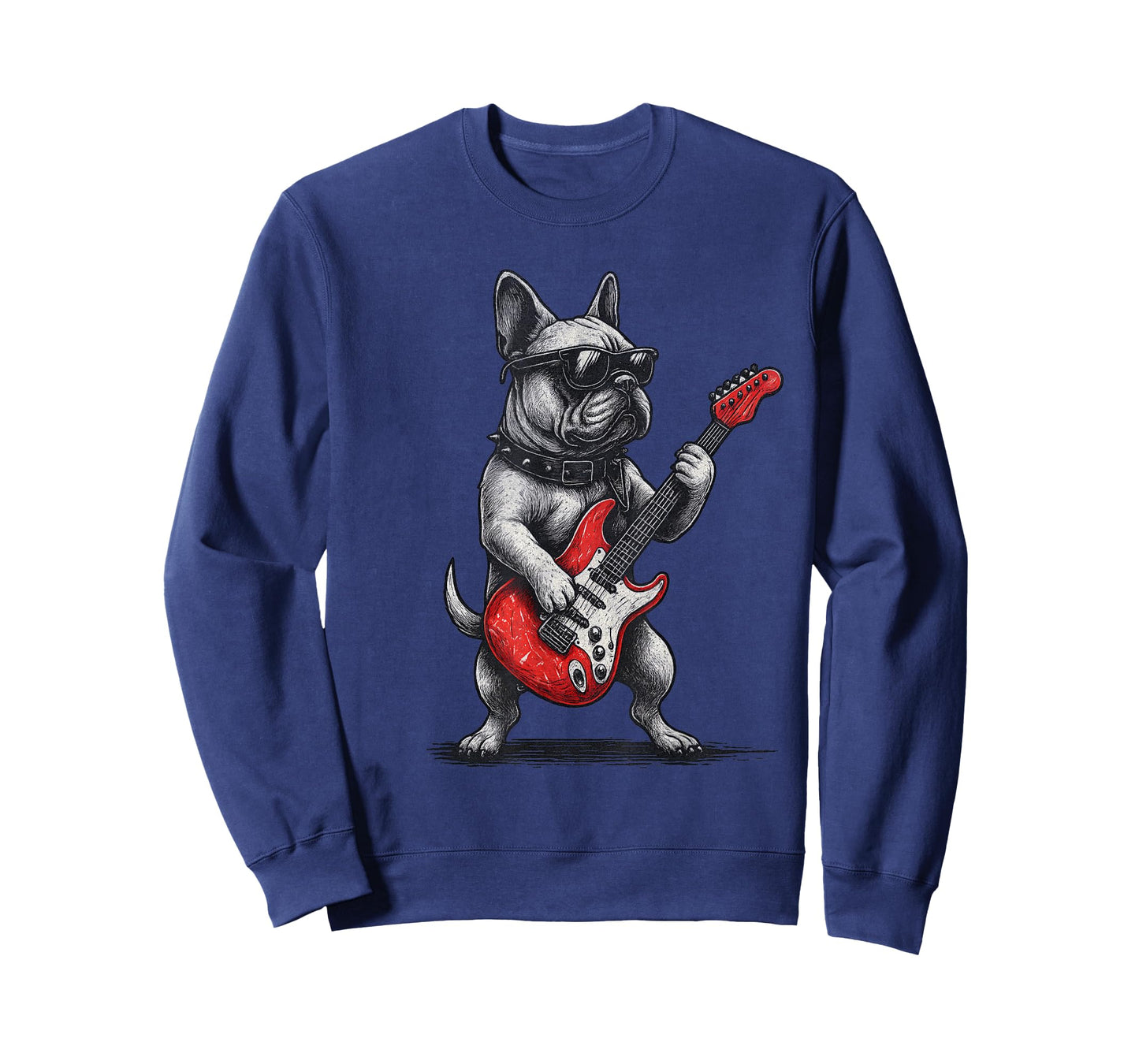 Vintage French Bulldog Punk Music Playing Guitar T-Shirt