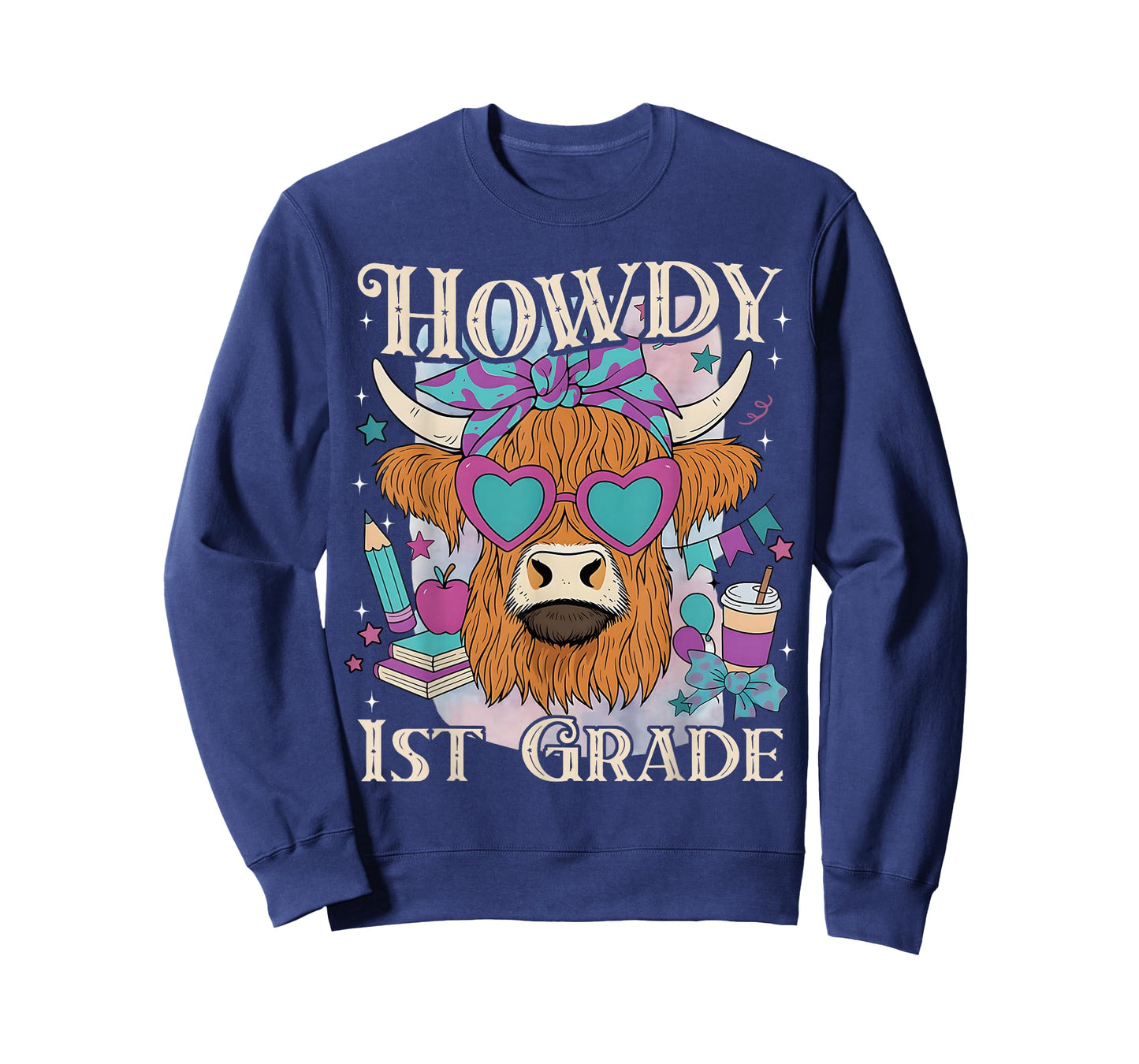Howdy 1st Grade Highland Cow Western Back To School Teacher T-Shirt