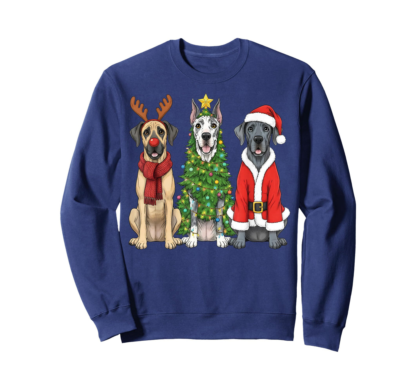 Retro Christmas Great Dane Santa Reindeer Dog Lover T-Shirt