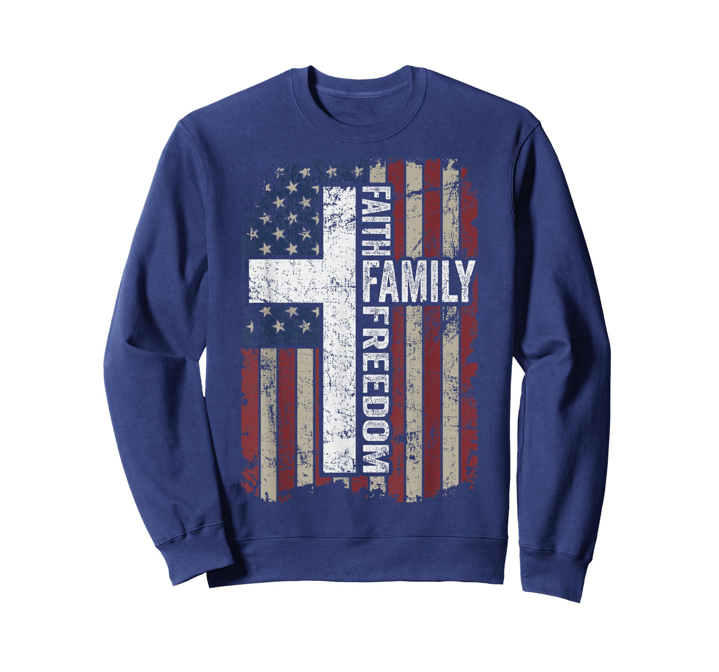 Faith Family Freedom - Patriotic Christian Vintage USA Flag T-Shirt