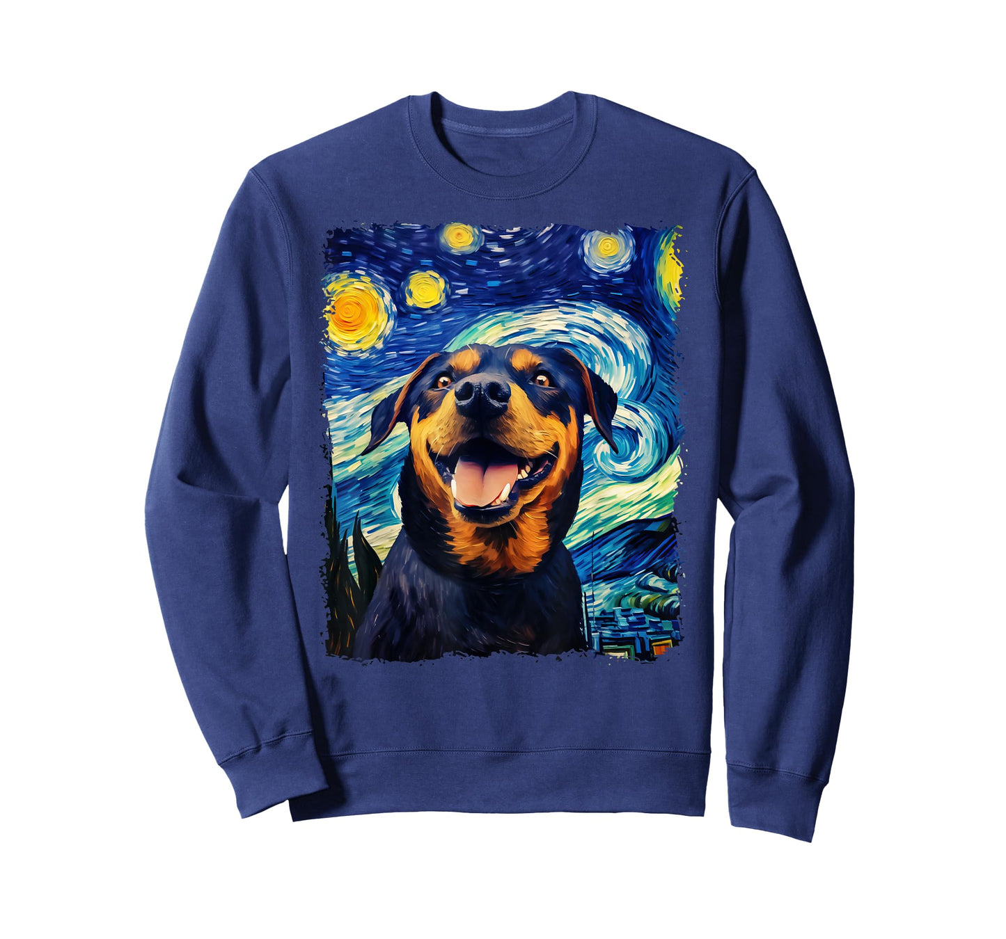 Selfie Rottweiler Starry Night Painting Van Gogh Funny Dog T-Shirt