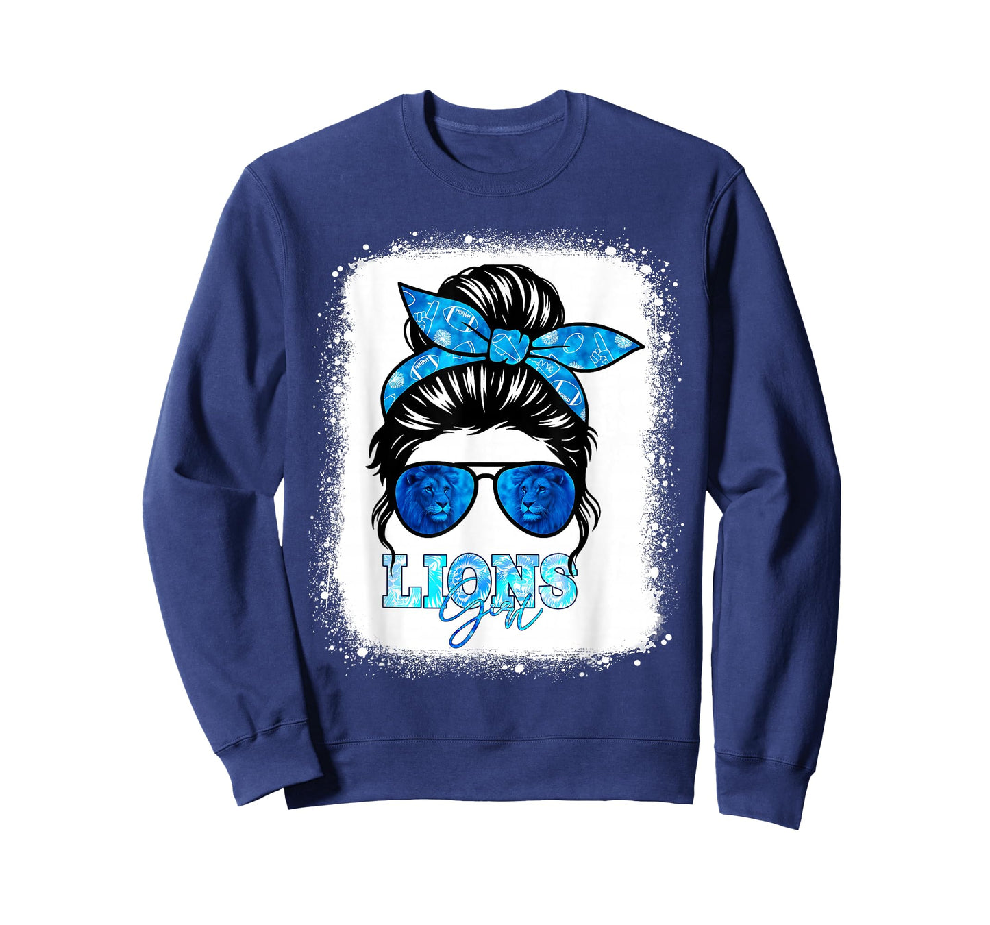 Lions Retro Messy Bun Blue Coquette T-Shirt