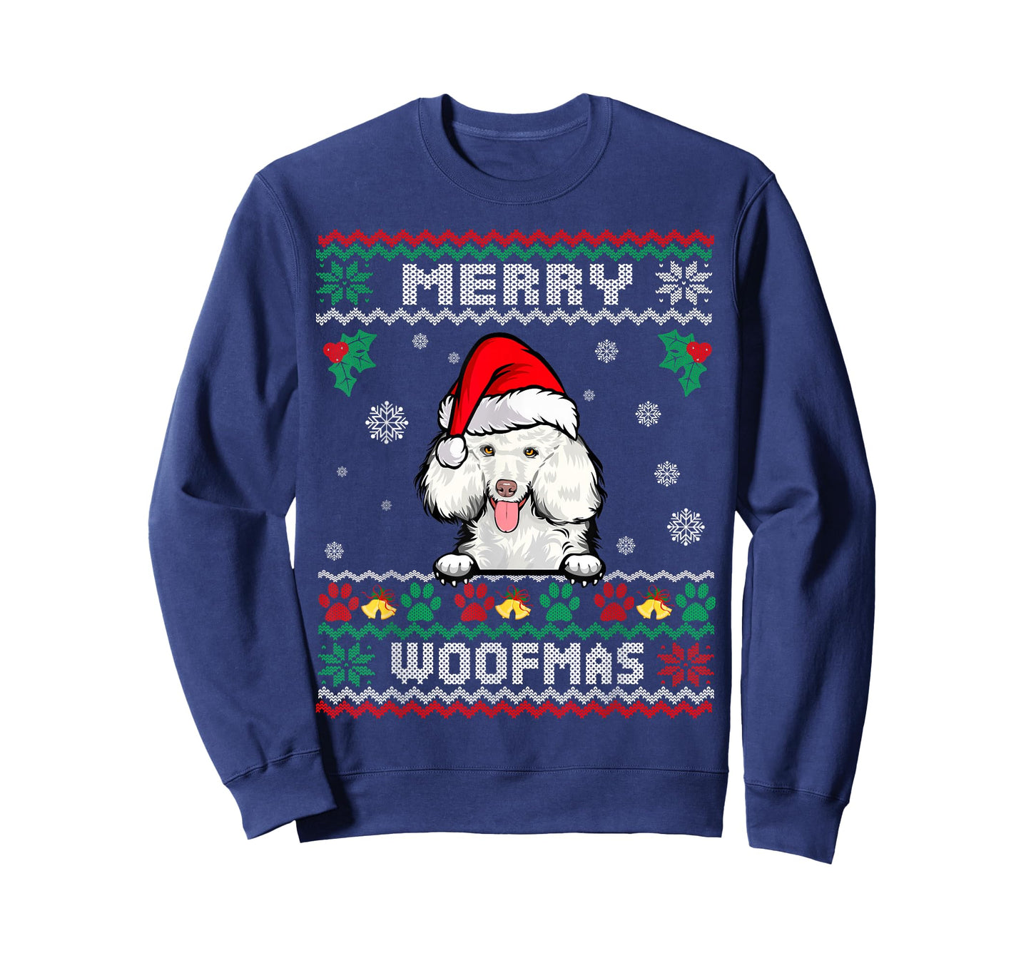 Merry Woofmas Poodle Dog Funny Christmas Ugly Xmas T-Shirt