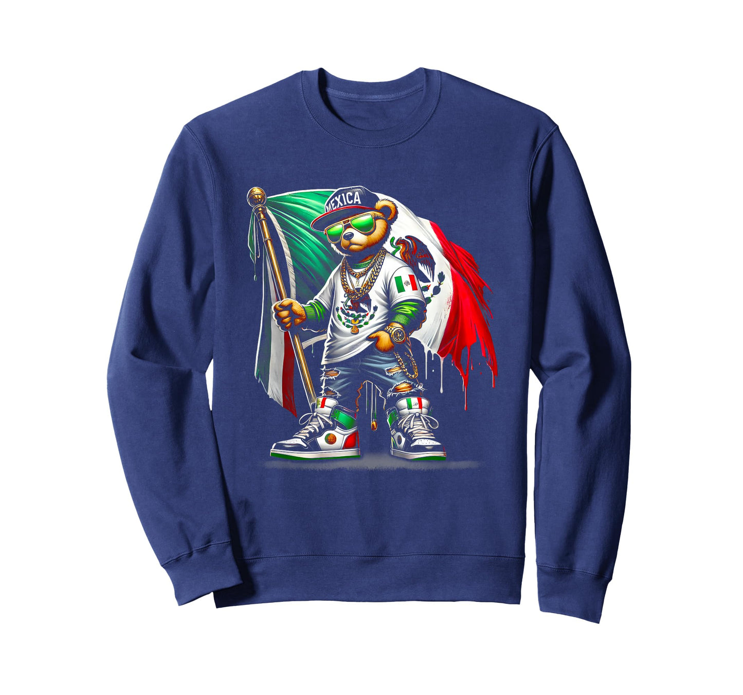 Teddy Bear In Hip Hop Costume Mexican Flag Mexico T-Shirt