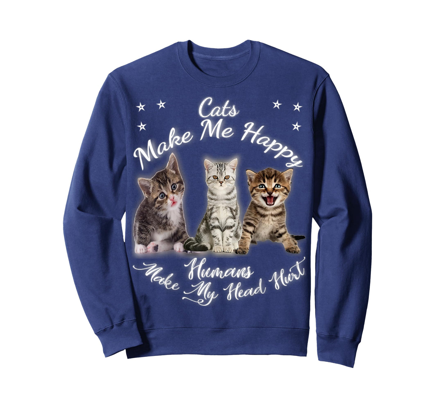Cats Make Me Happy Humans Make My Head Hurt Meow kitty Tee T-Shirt