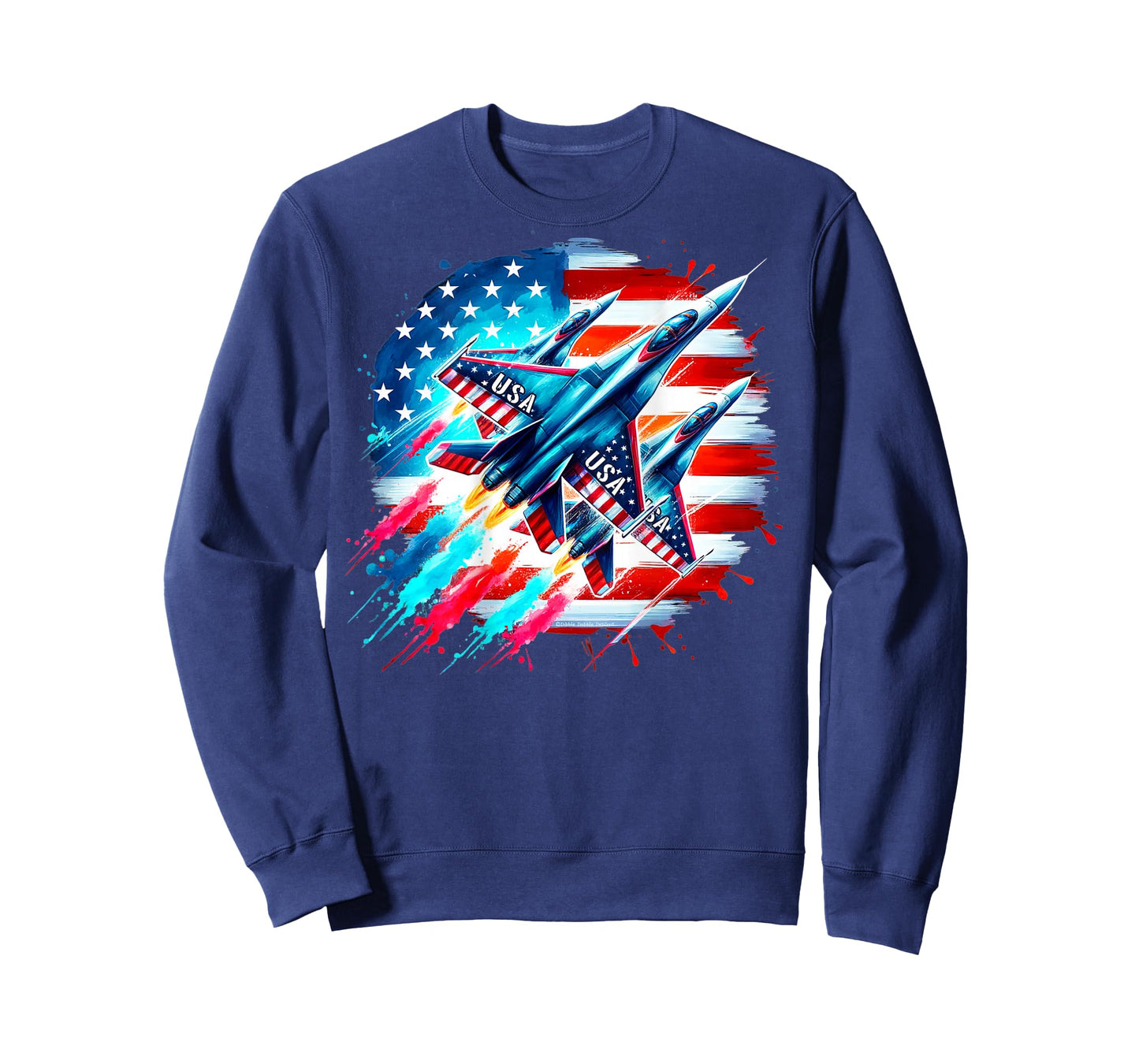 On Back Patriotic USA Jets American Flag America 4th of July T-Shirt