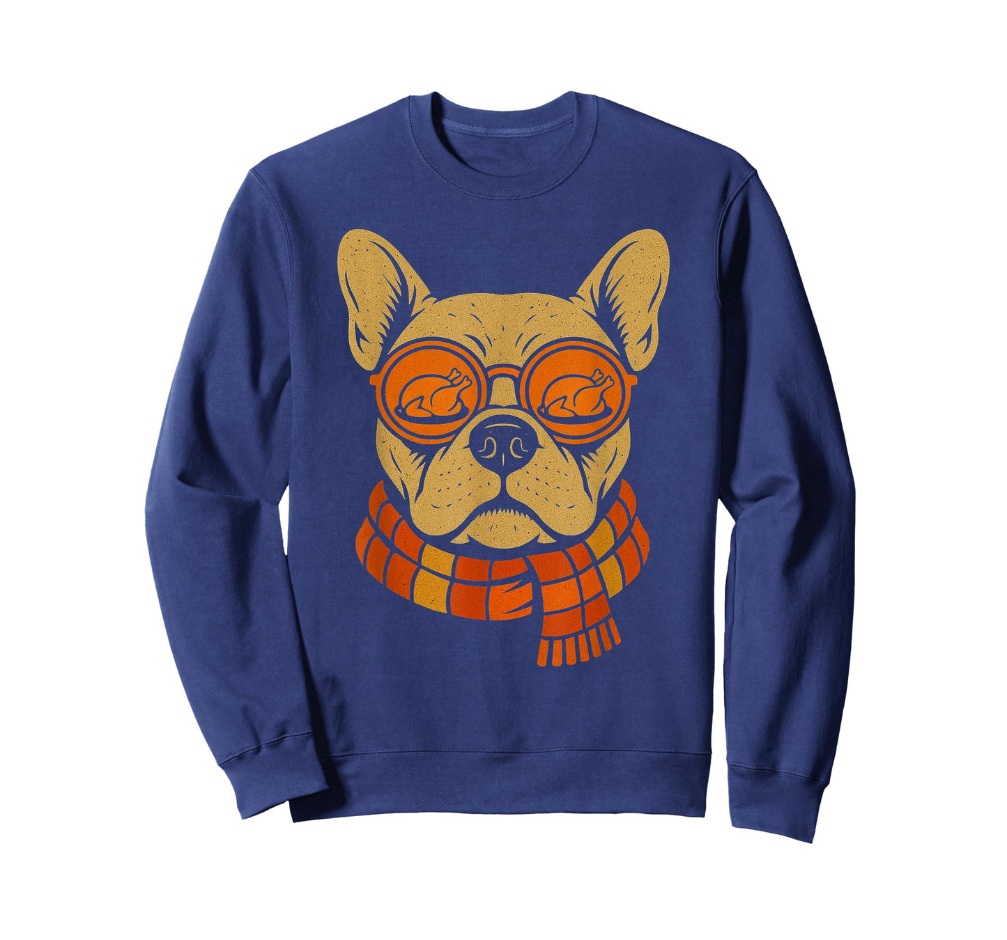 Funny French Bulldog Thanksgiving Turkey Glasses Fall Scarf T-Shirt