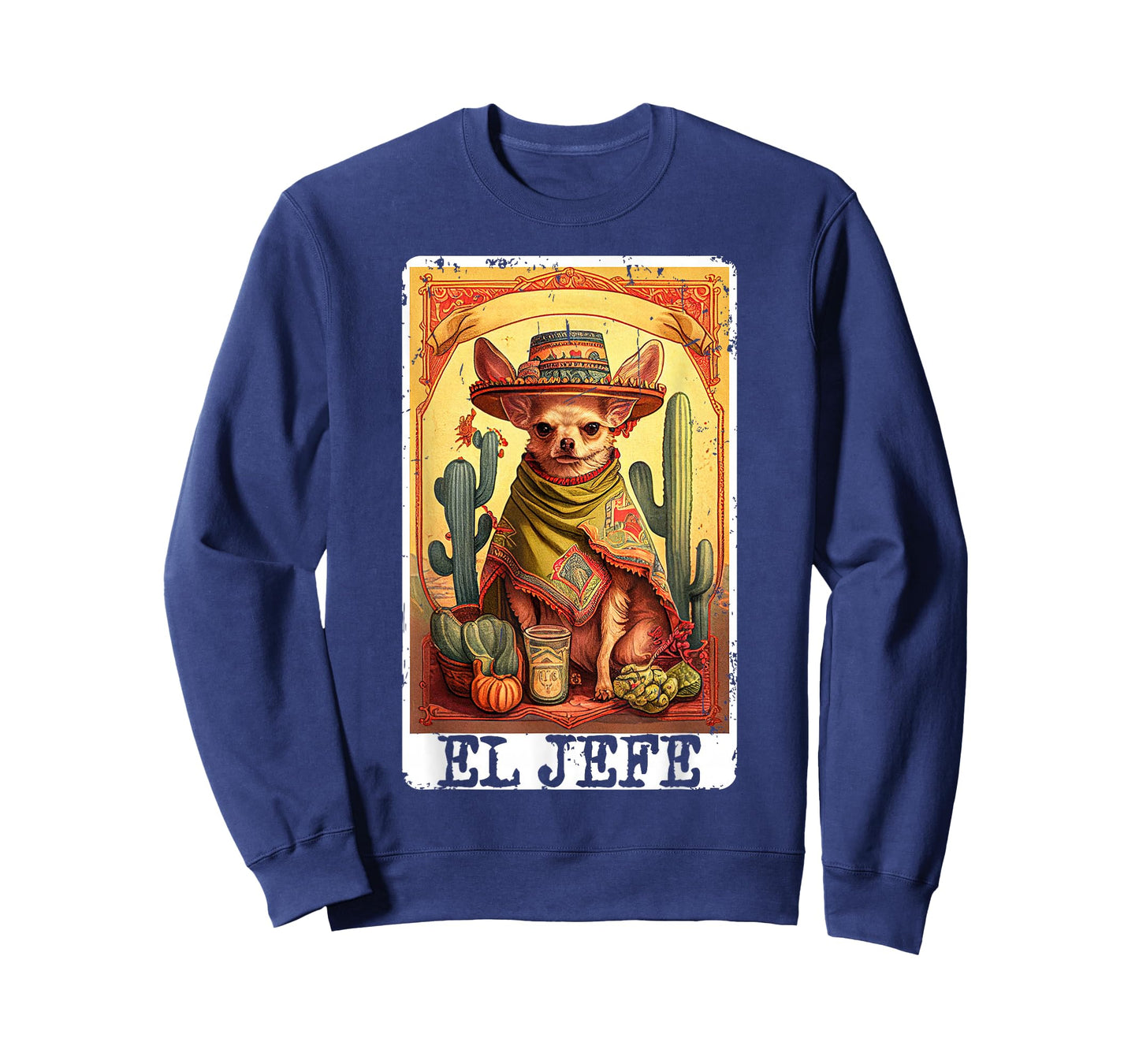 Funny Cinco De Mayo Chihuahua El Jefe Mexican Tarot Card T-Shirt