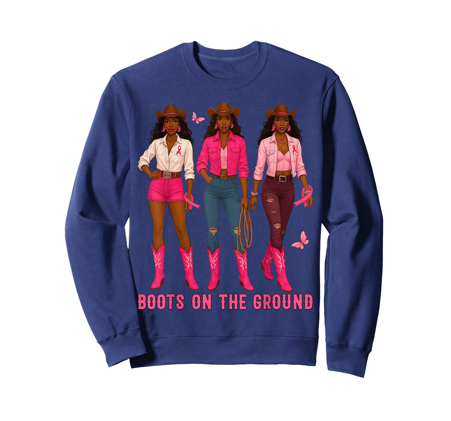 Boots On The Ground Pink Cowgirl Breast Cancer Western T-Shirt