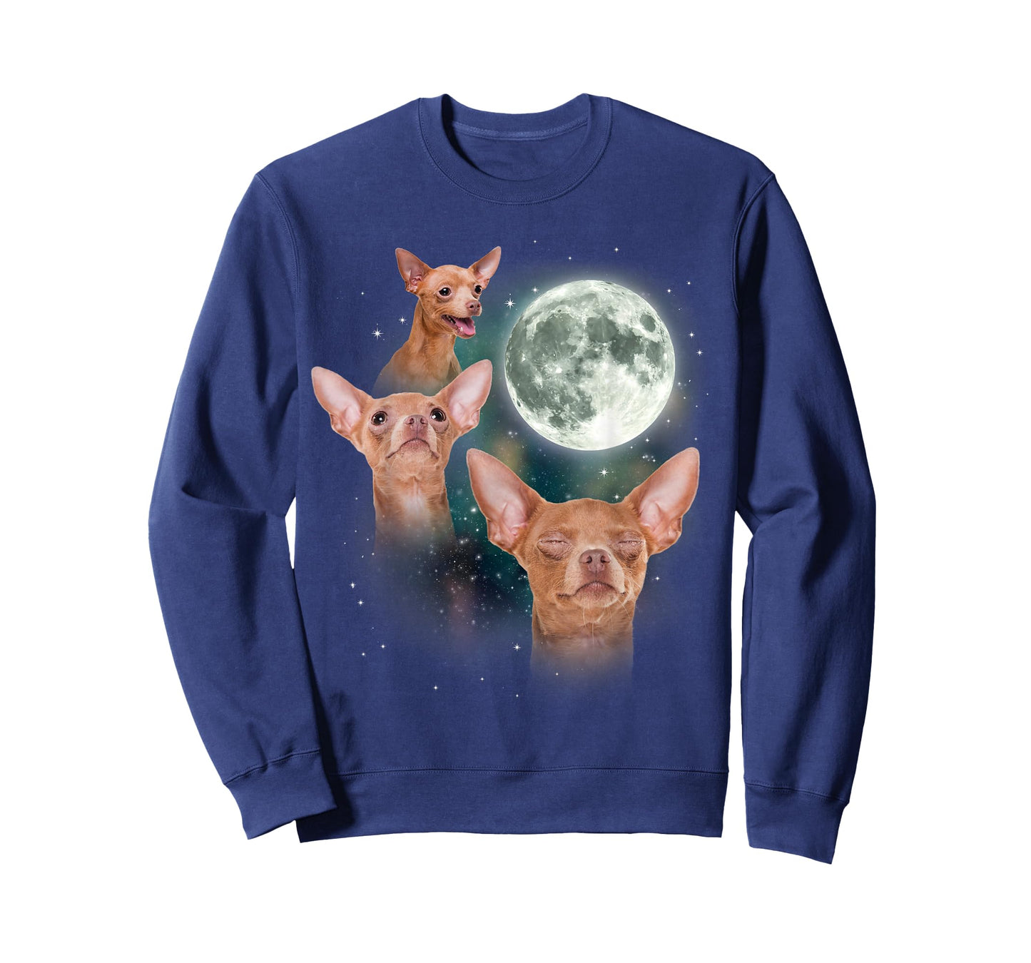 Three Chihuahua Moon 3 Dog Meme Funny Wolves Howling Parody T-Shirt