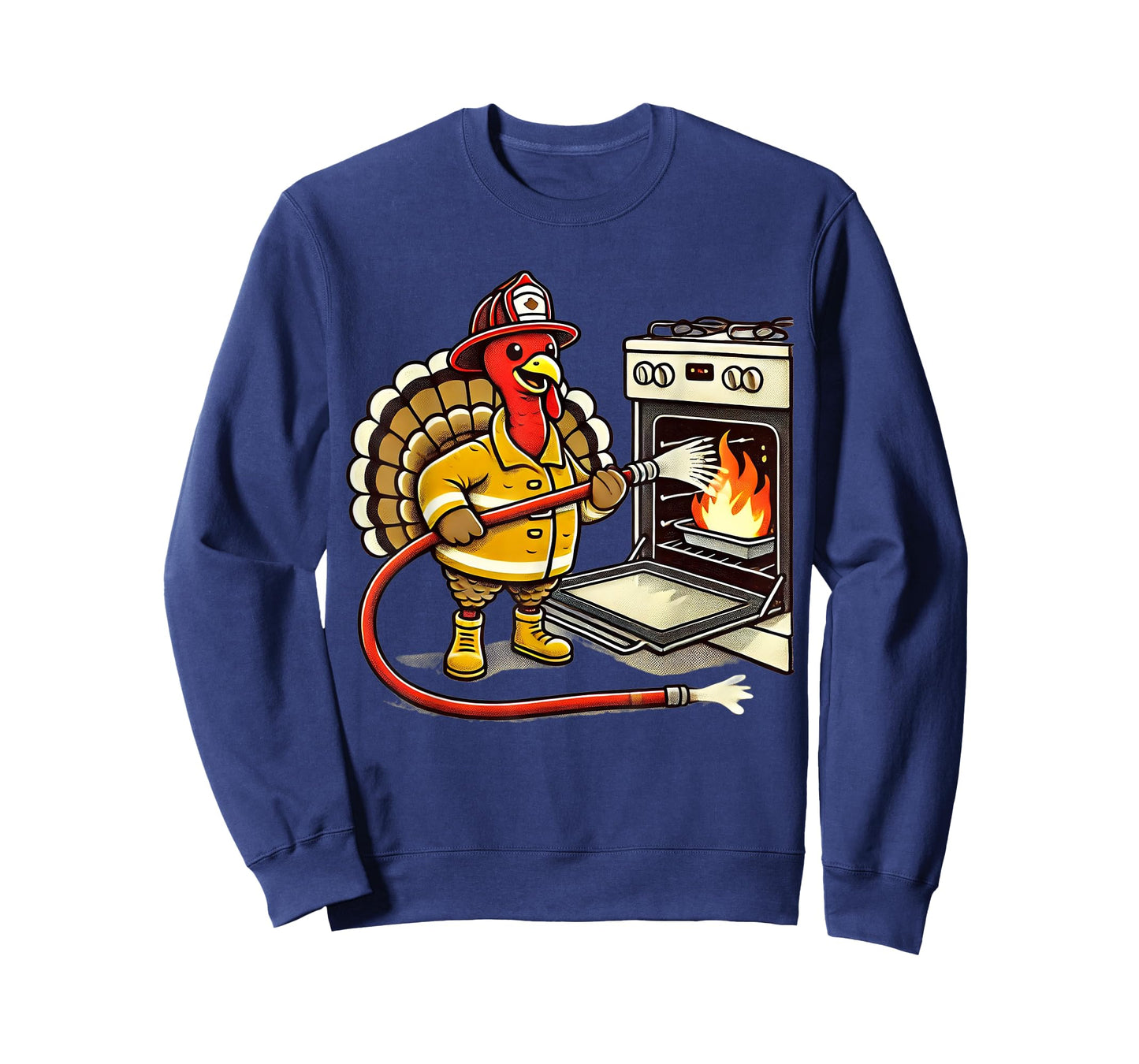 Firefighter Turkey Funny Thanksgiving Animal Oven Fire Hose T-Shirt