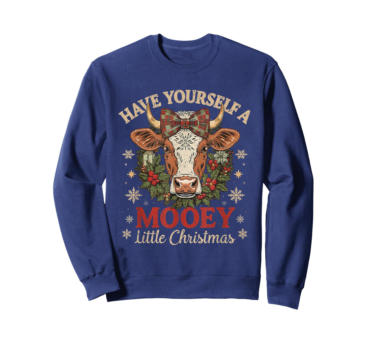Mooey Little Christmas Cow Holiday Farm Design T-Shirt