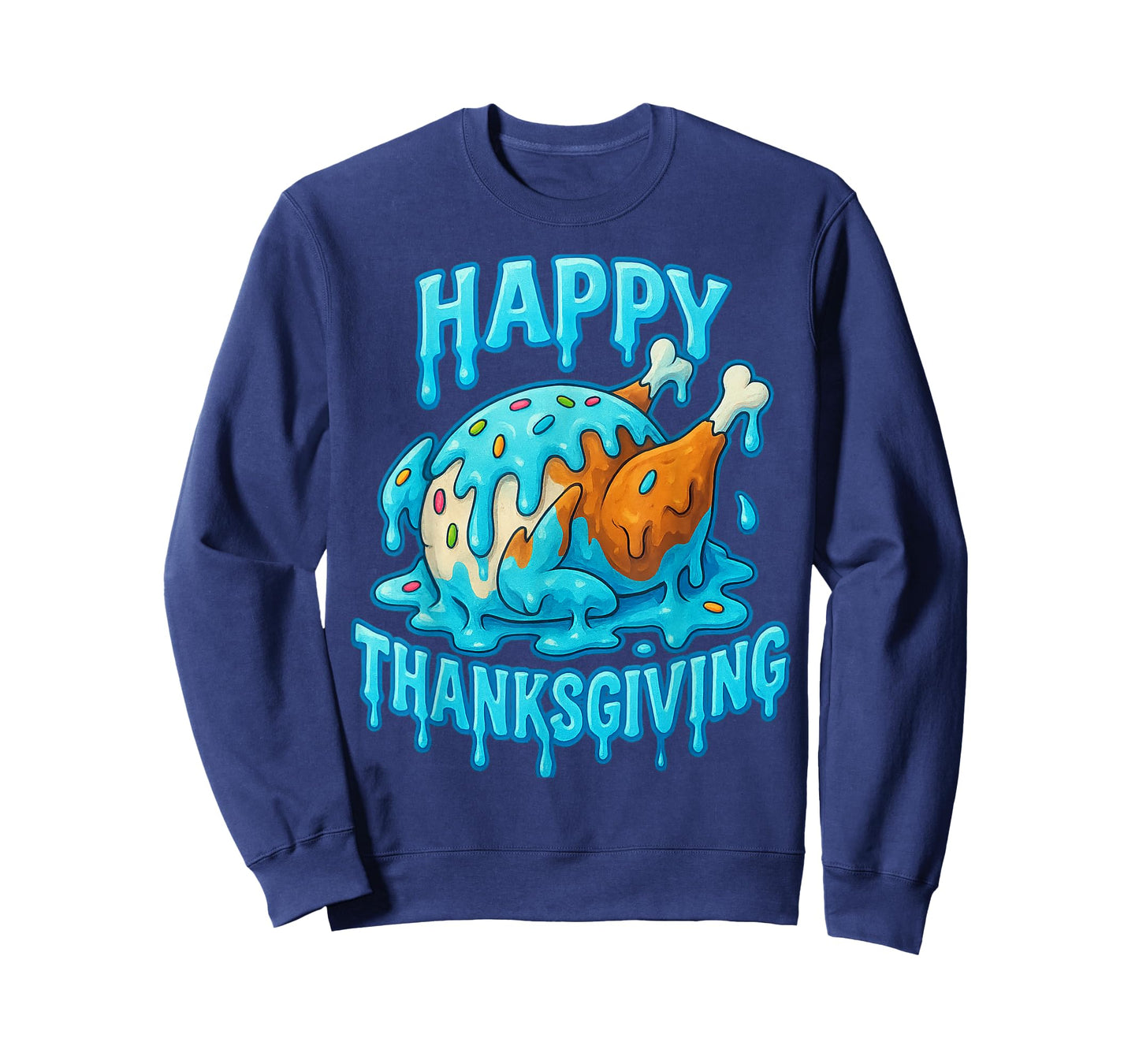 Happy Thanksgiving Drip Ice Cream Look Cool T-Shirt