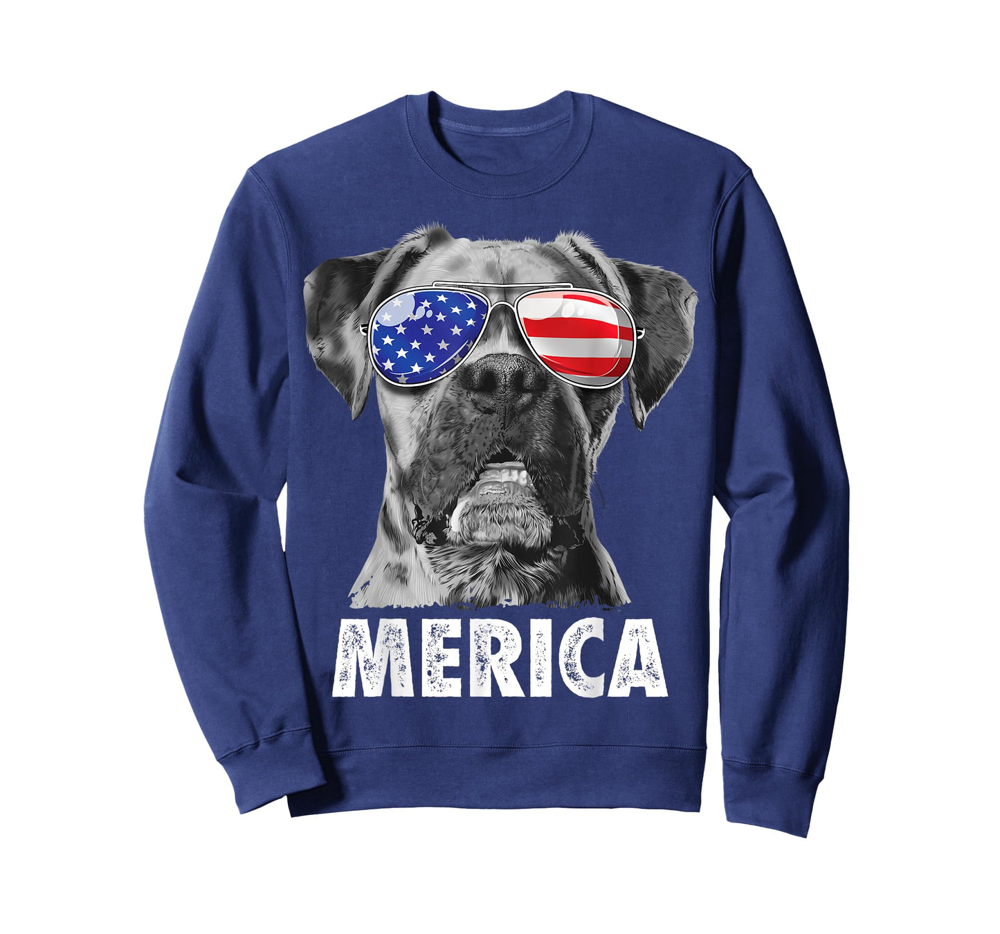 Boxer 4th of July Merica Men Women American Flag Sunglasses T-Shirt