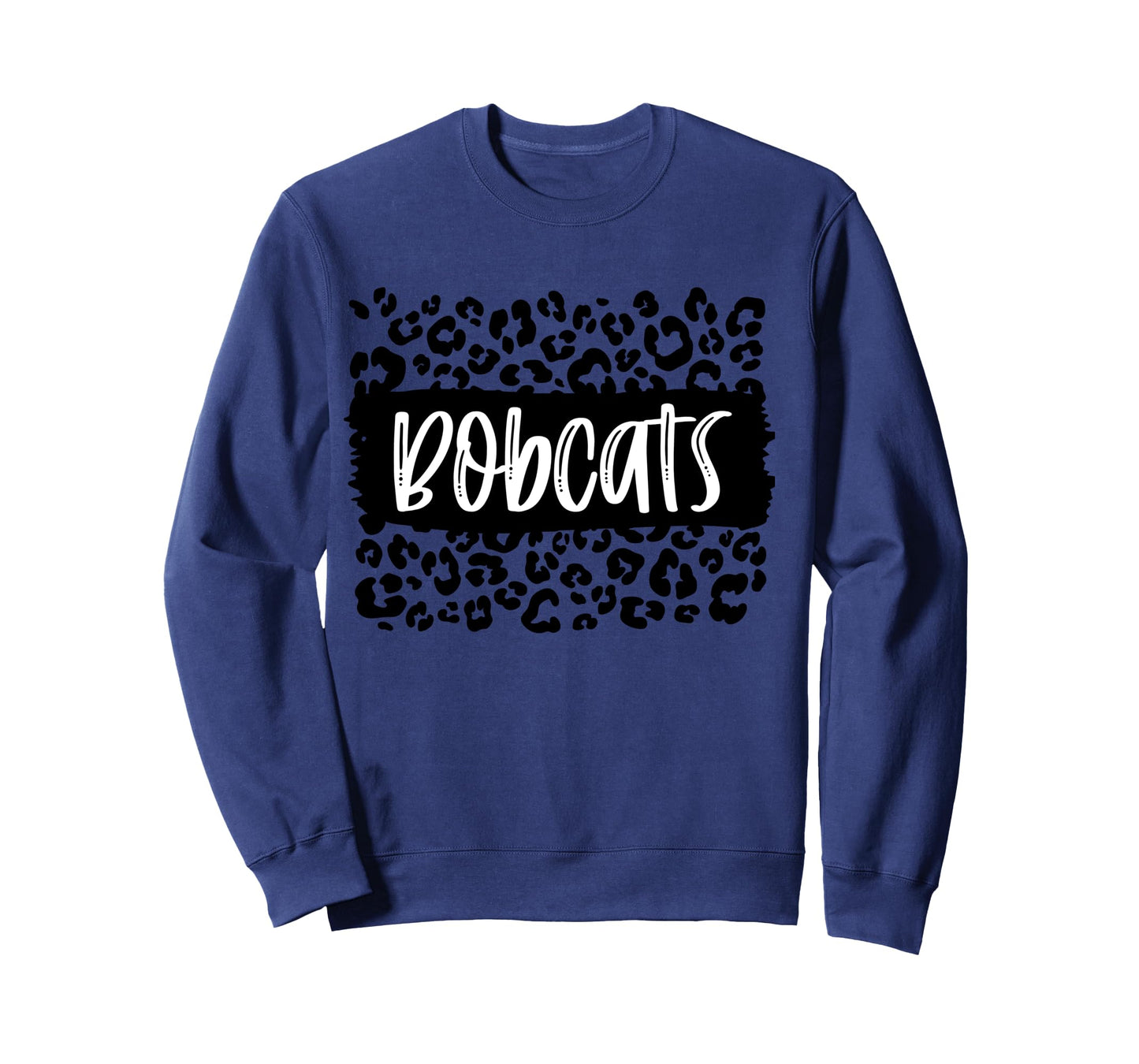 Bobcats Team Mascot School Spirit Game Night Leopard Print Long Sleeve T-Shirt
