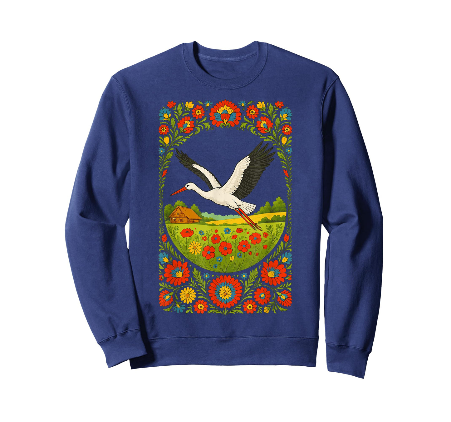 Polish Stork Folk Art Polska Countryside Design T-Shirt