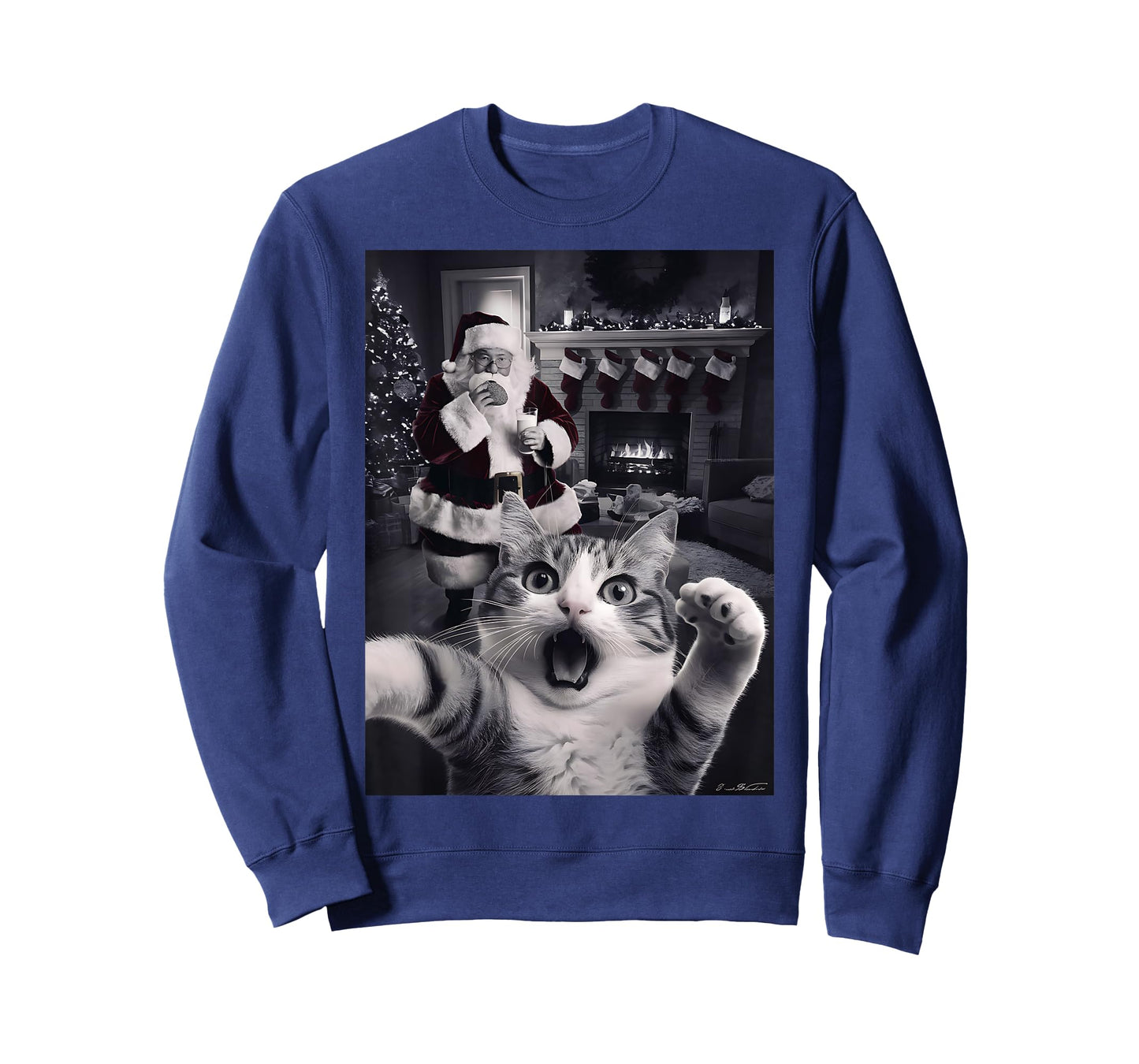 Funny Cat Selfie With Santa Christmas T-Shirt