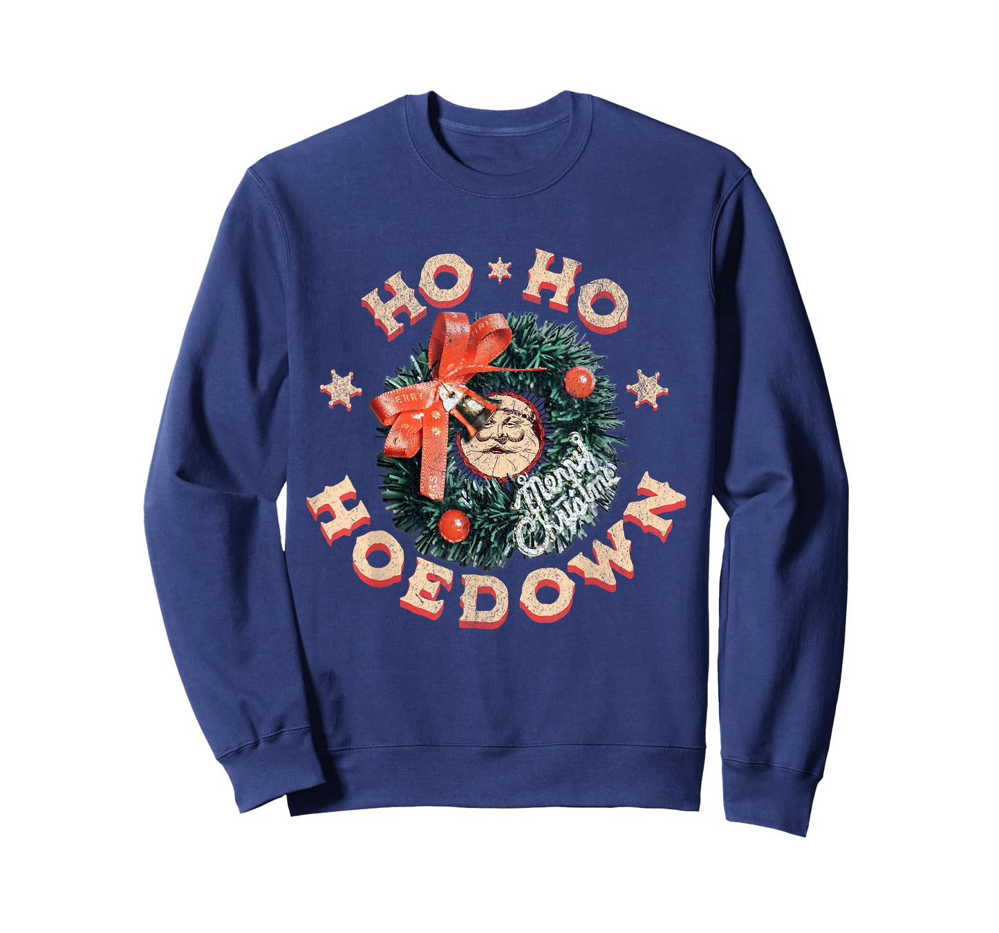 Ho Ho Hoedown Santa Jingle Bells Vintage Western Christmas T-Shirt
