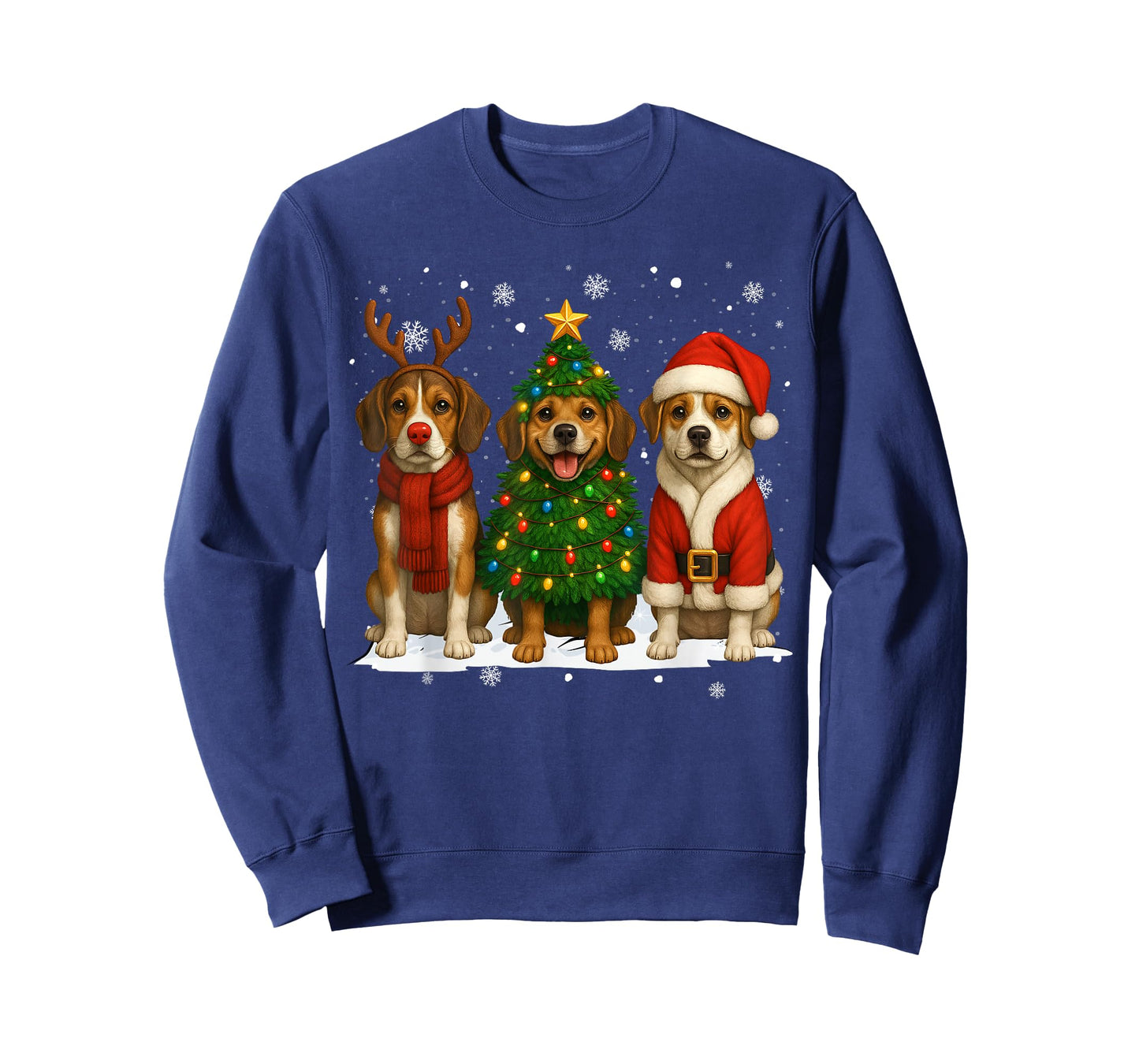 Retro Christmas Beagle Santa Reindeer Dog Lover T-Shirt
